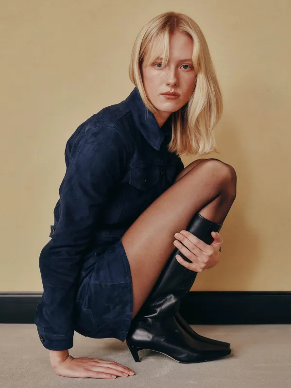 Alma Skirt Mini | Navy Suede sold by DL1961