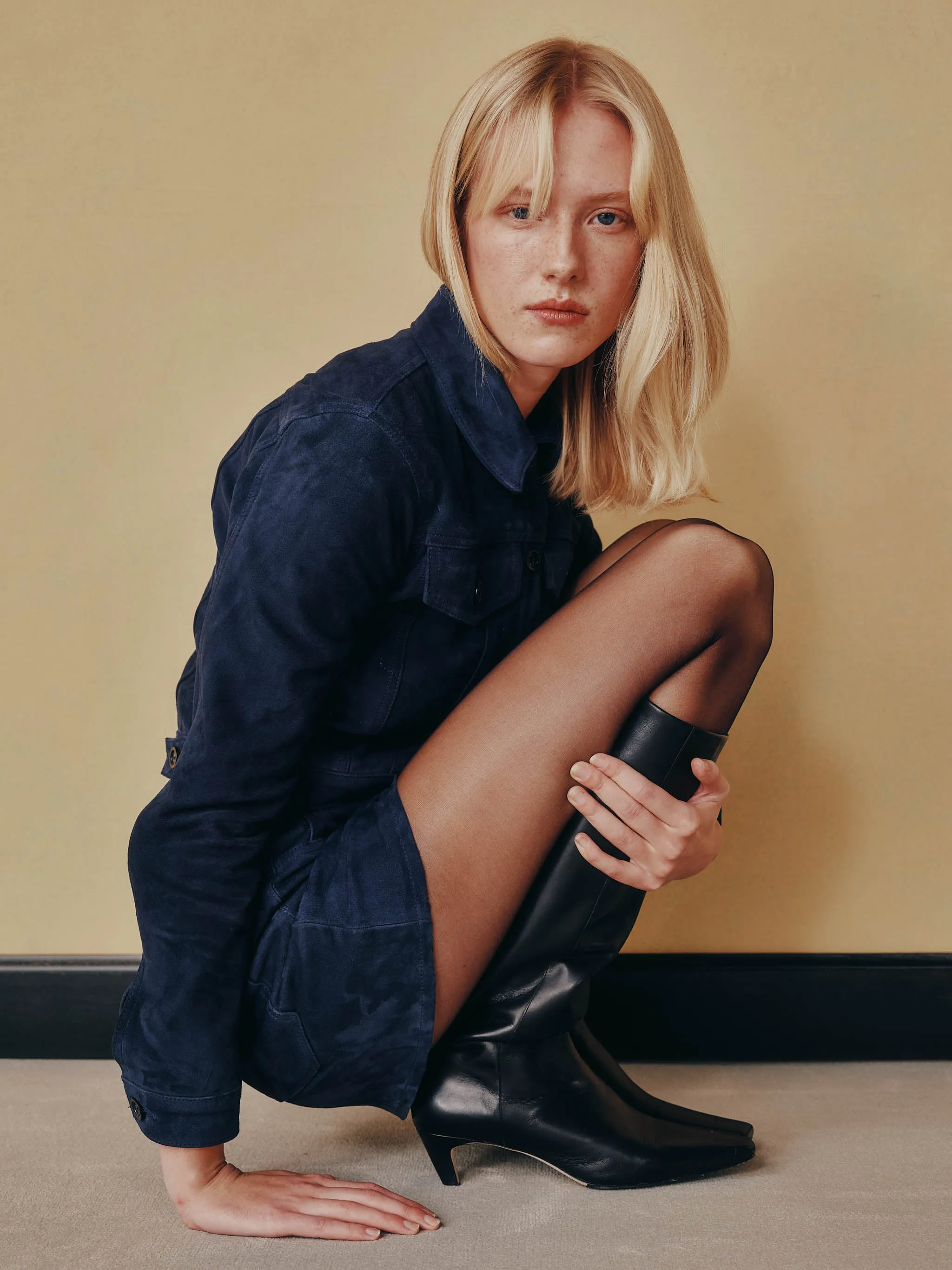 Alma Skirt Mini | Navy Suede sold by DL1961