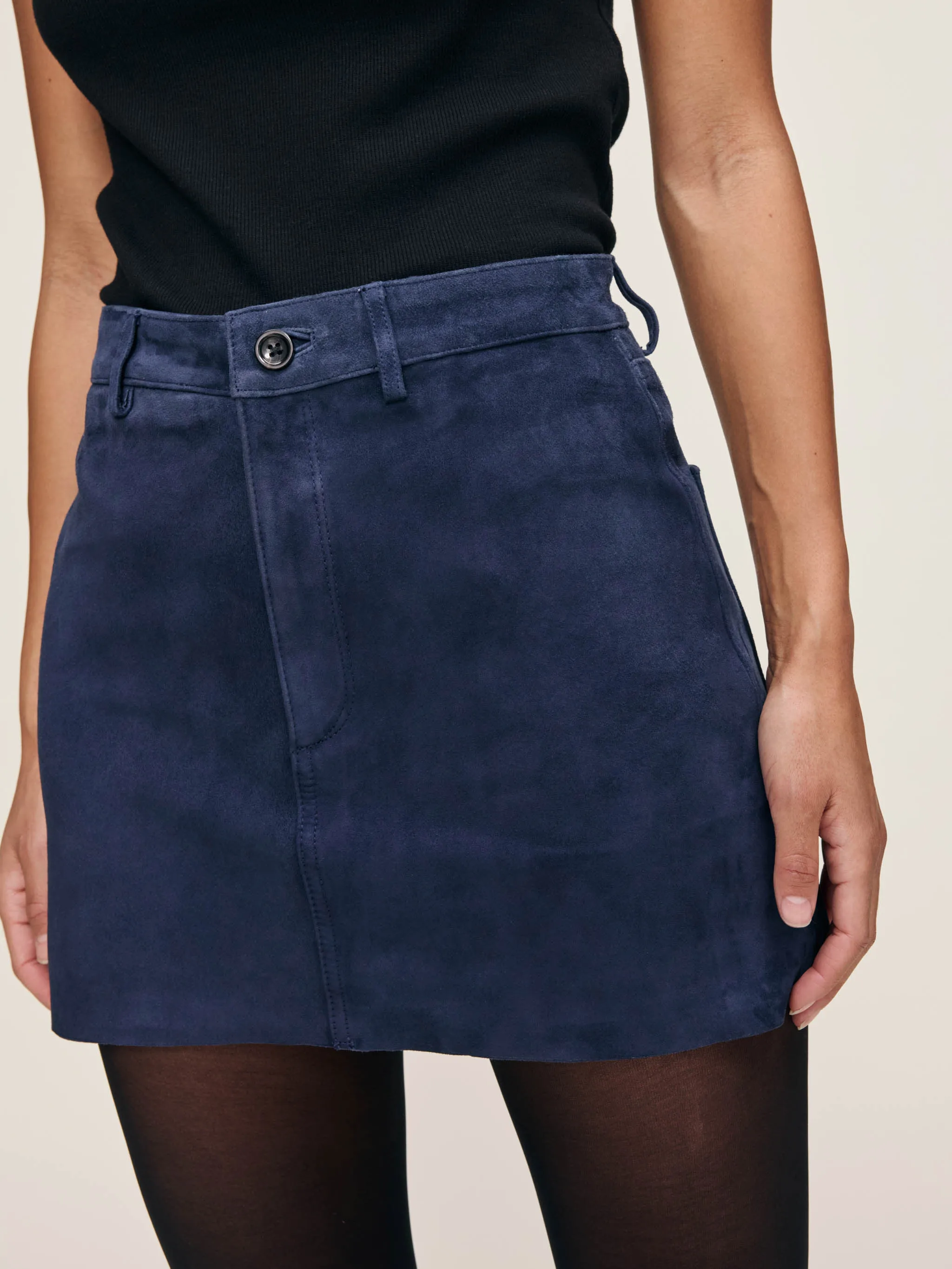 Alma Skirt Mini | Navy Suede sold by DL1961 product image thumbnail 2