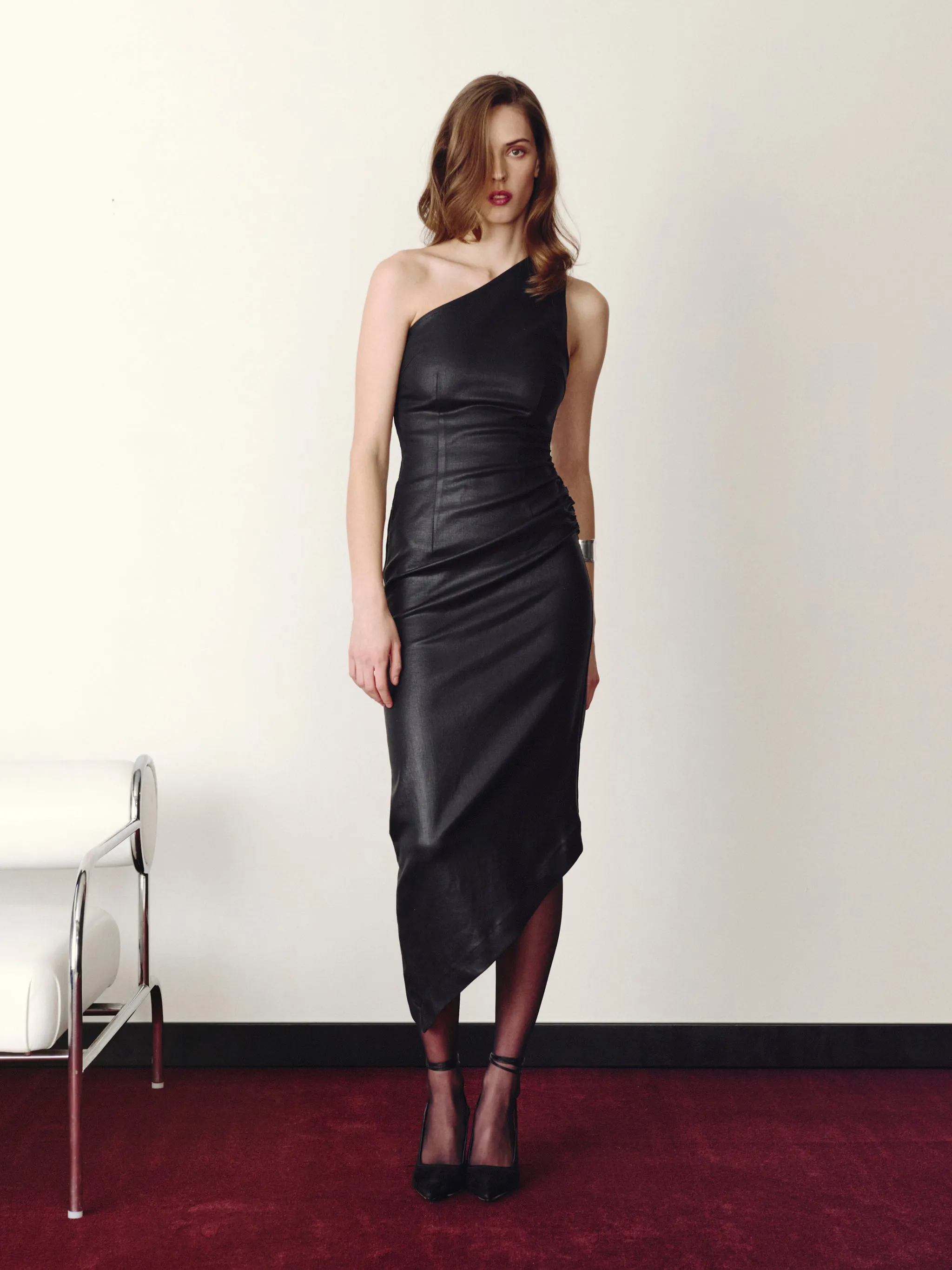 Esme Dress Off Shoulder Midi | Black Coated sold by DL1961 product image thumbnail 2