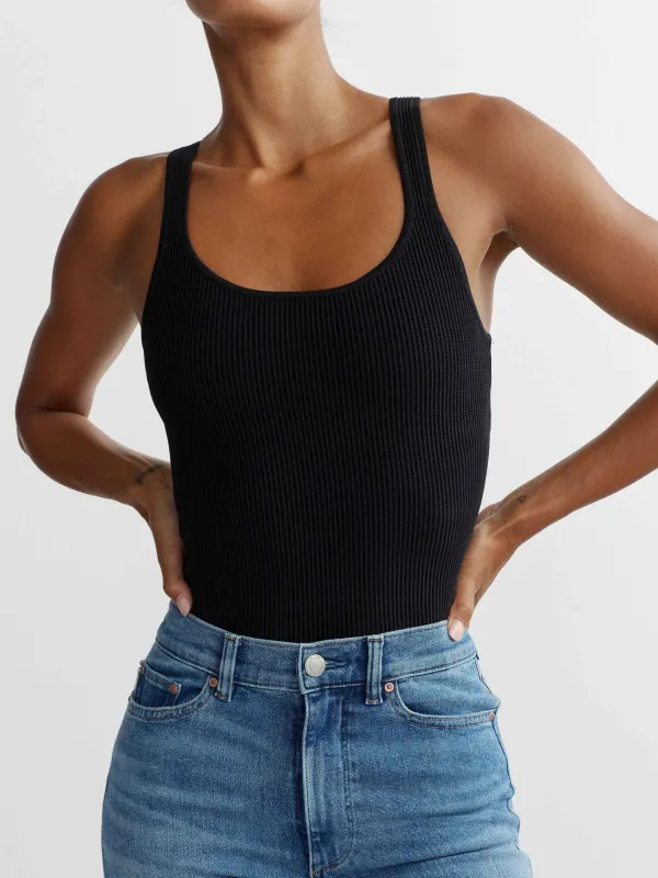 Scoop Neck Tank Instasculptâ„¢ Rib | Black sold by DL1961