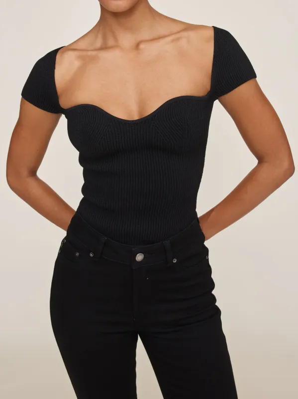 Heart Knit Top Instasculpt™ Rib | Black sold by DL1961