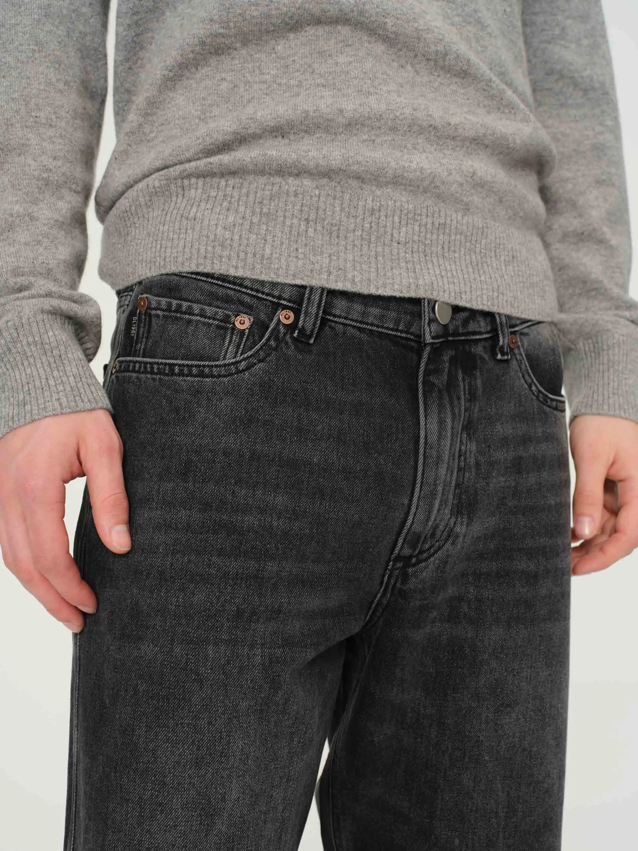 Noah Straight Jeans | Nightshade Cuffed (Washed Black) sold by DL1961 product image thumbnail 5