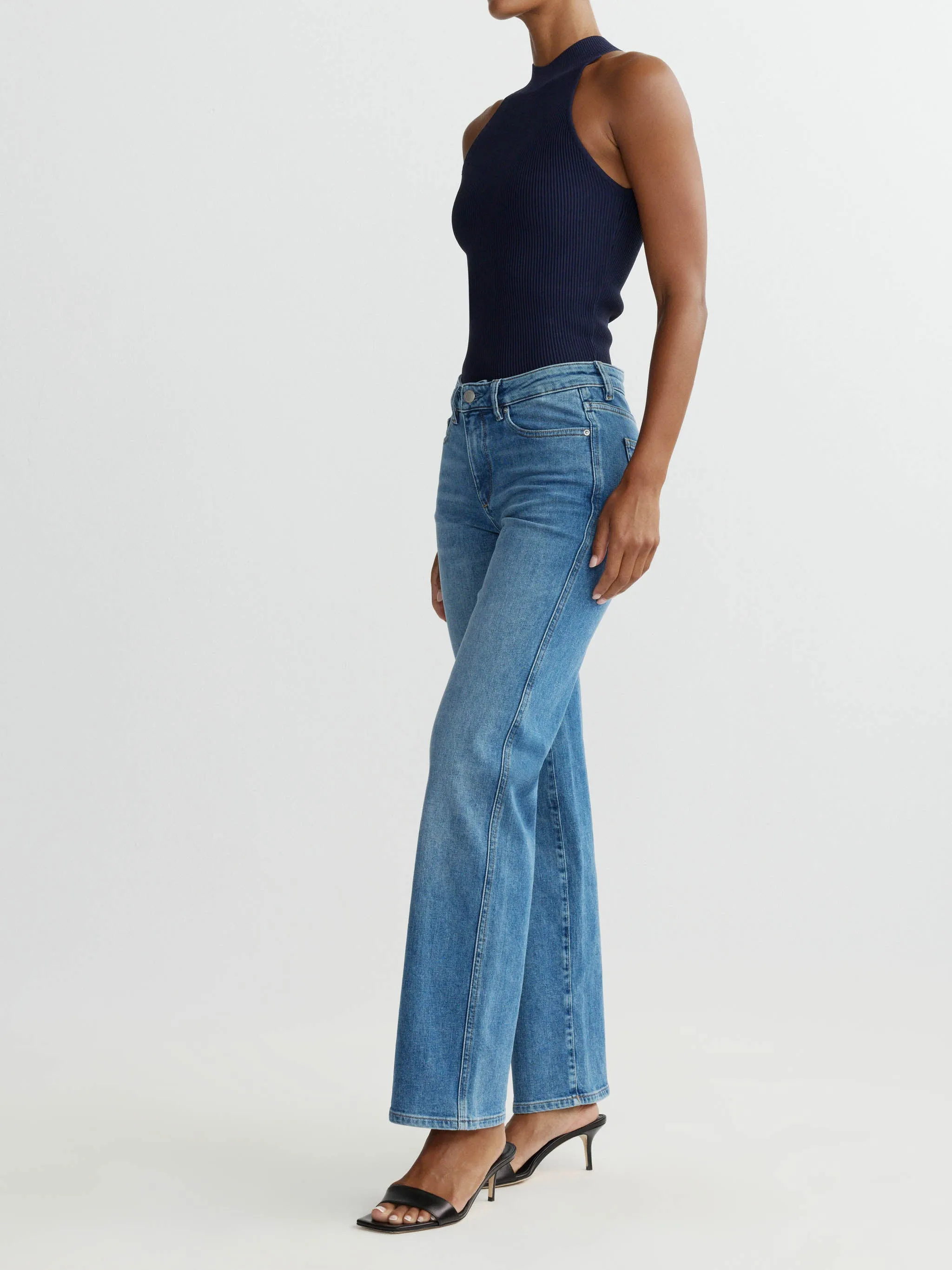 Pippa Refined Wide Leg Mid Rise 32" Jeans | Rain sold by DL1961 product image thumbnail 2