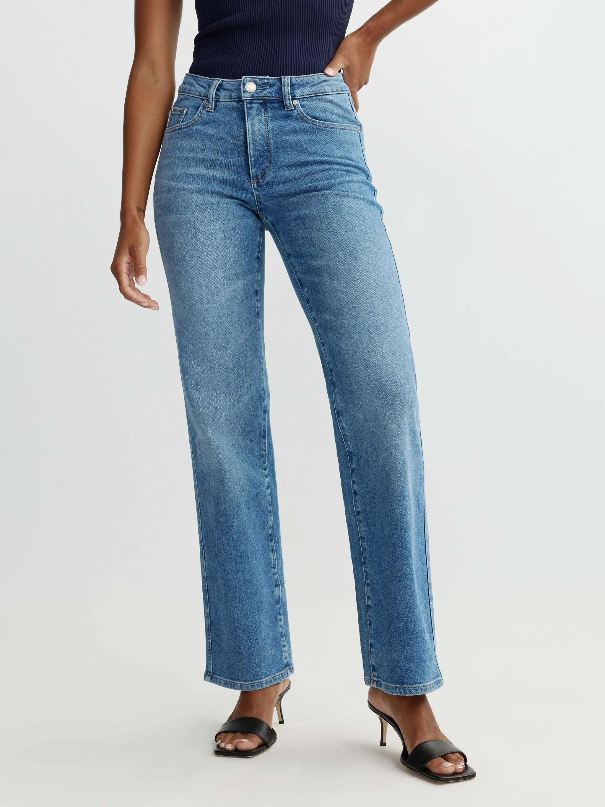 Pippa Refined Wide Leg Mid Rise 32" Jeans | Rain sold by DL1961 product image thumbnail 5