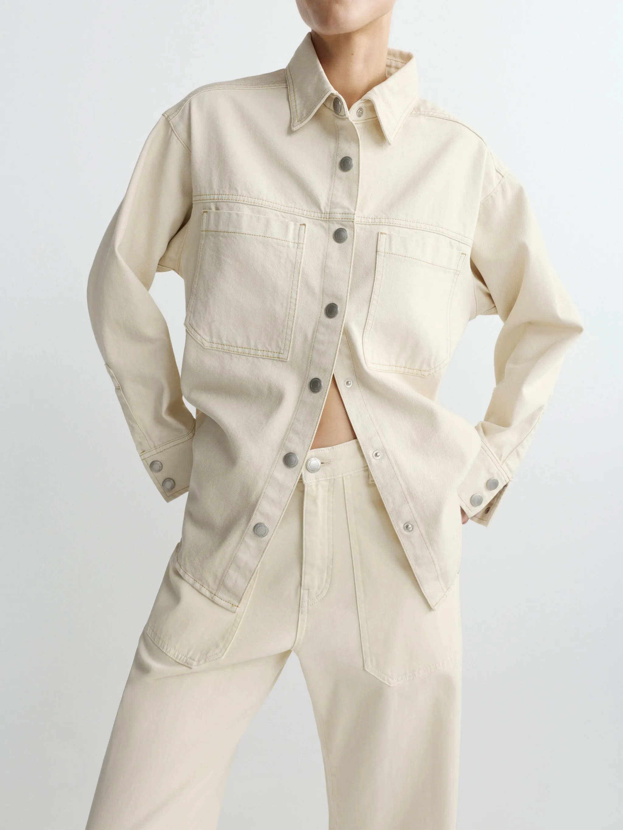 Addison Overshirt | Ecru sold by DL1961 product image thumbnail 2
