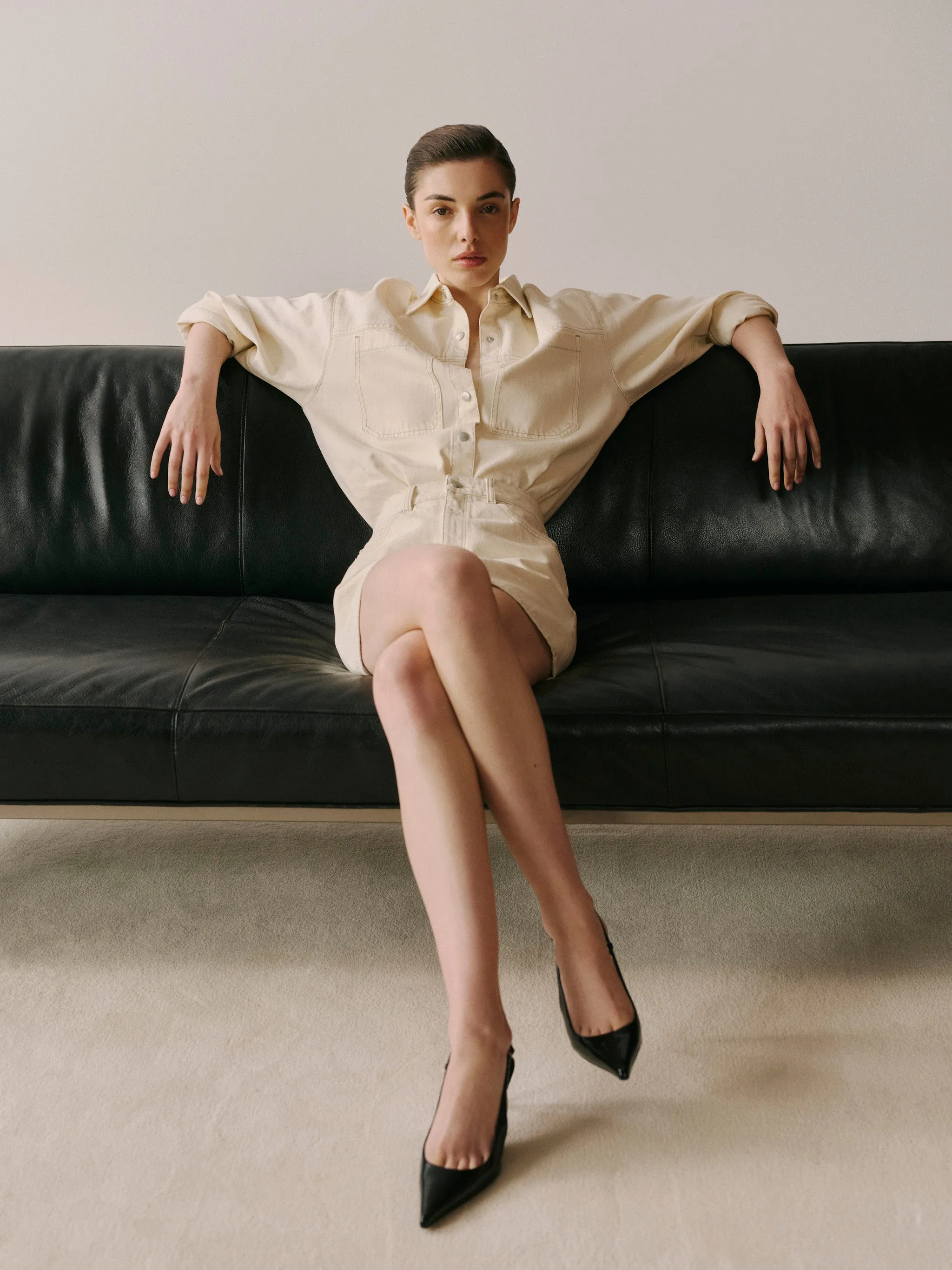 Addison Overshirt | Ecru sold by DL1961