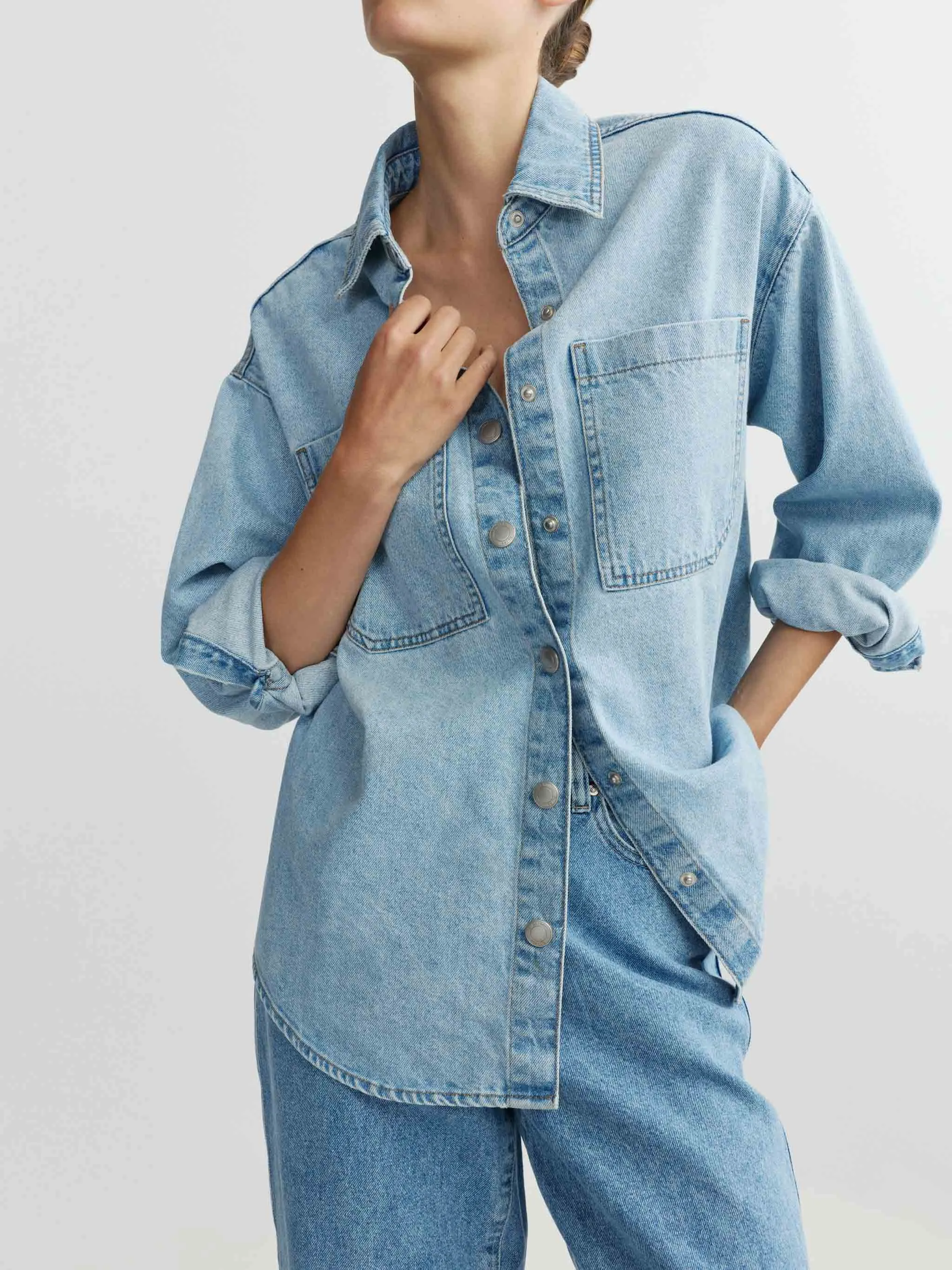 Addison Overshirt | Lt Rain sold by DL1961