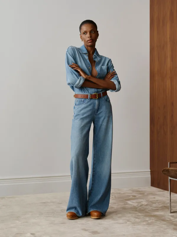 Alex Baggy Wide Leg Low Rise 32” Jeans | Riverbank Aura sold by DL1961