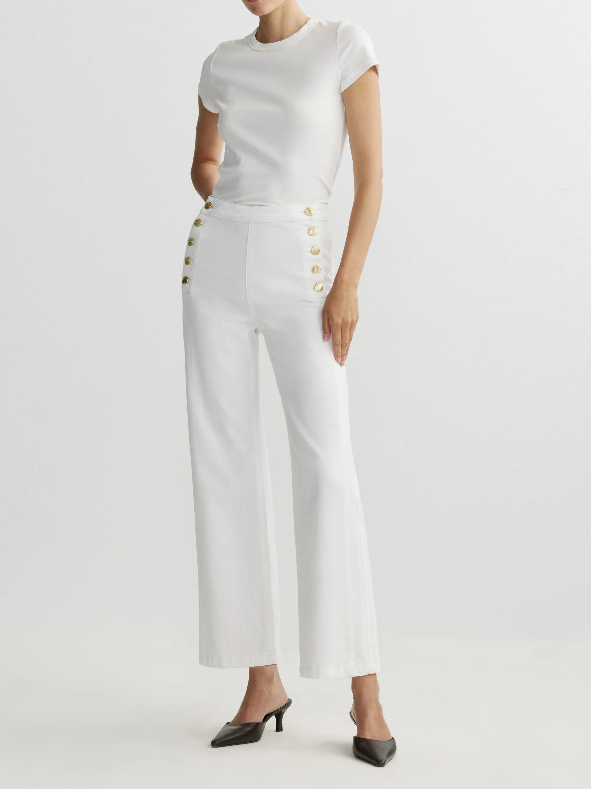 Karmine Refined Wide Leg High Rise 28" Jeans | White Sailor sold by DL1961 product image thumbnail 2