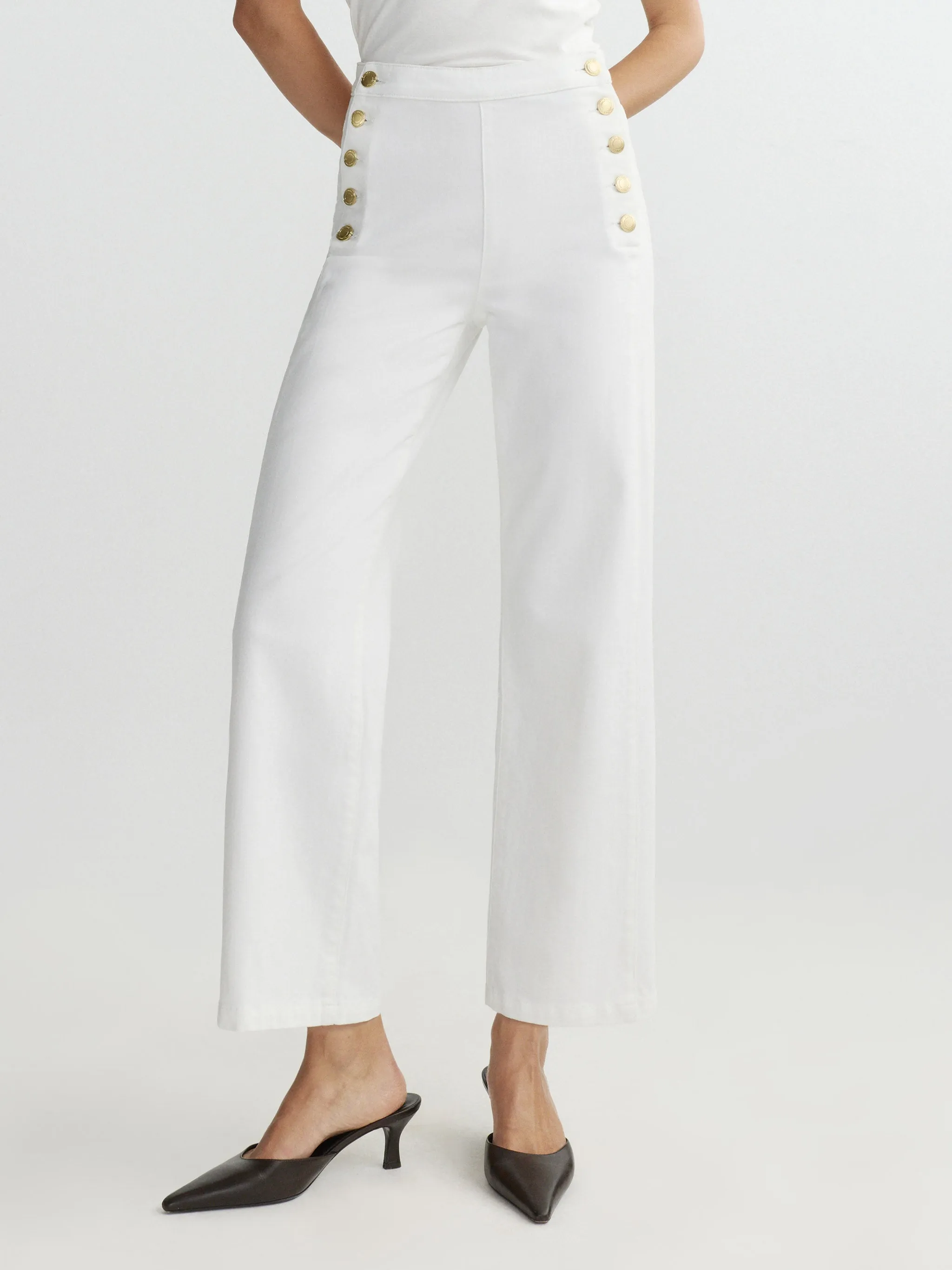 Karmine Refined Wide Leg High Rise 28" Jeans | White Sailor sold by DL1961 product image thumbnail 5