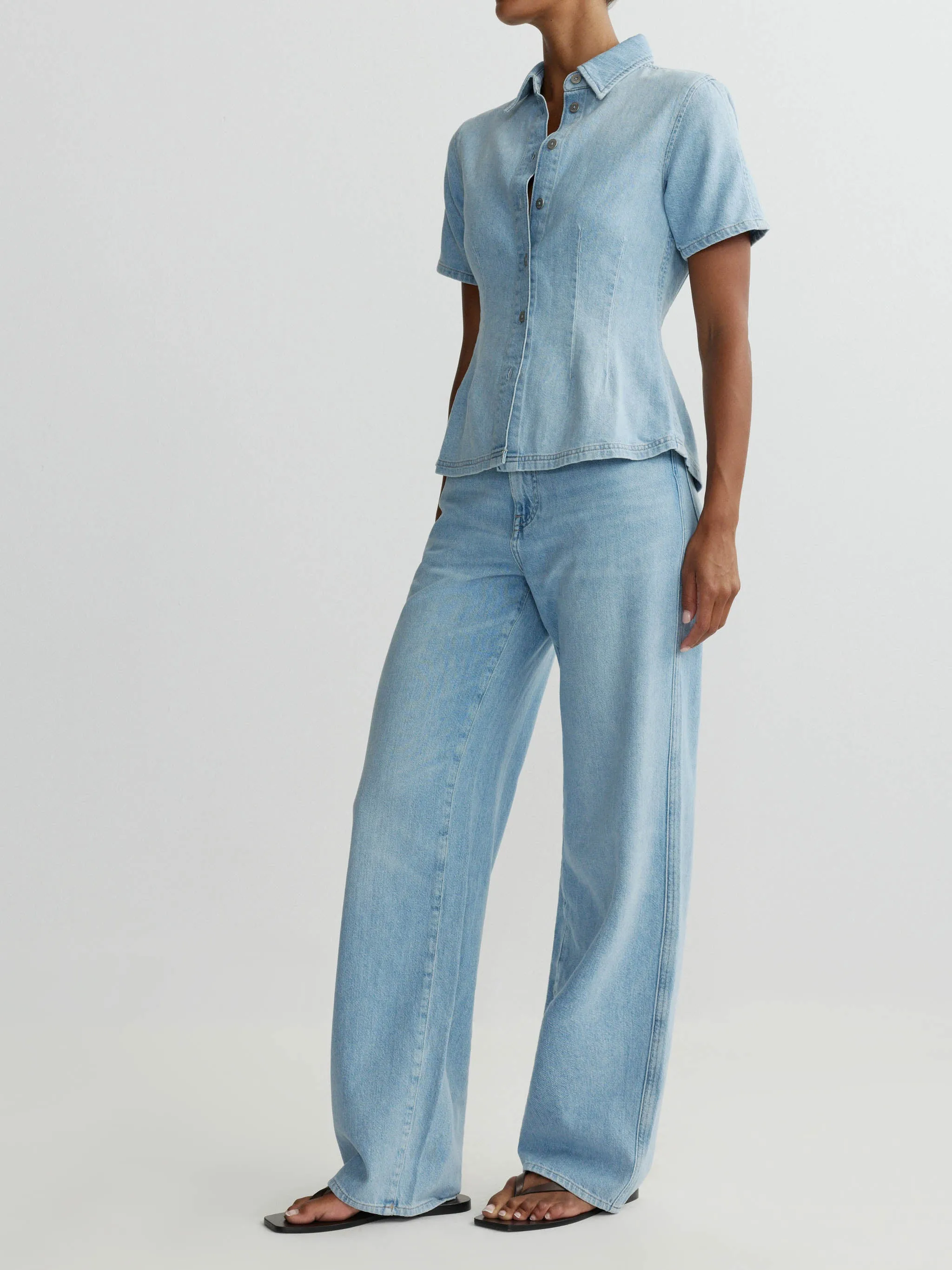 Kaylen Soft Barrel High Rise 32" Jeans | Beachfront Aura sold by DL1961 product image thumbnail 2