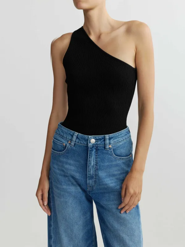 One Shoulder Top Instasculpt™ Rib | Black made by DL1961
