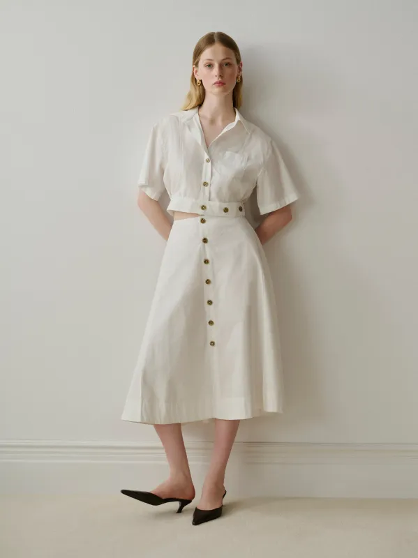 Peonie Skirt Midi | White Poplin sold by DL1961