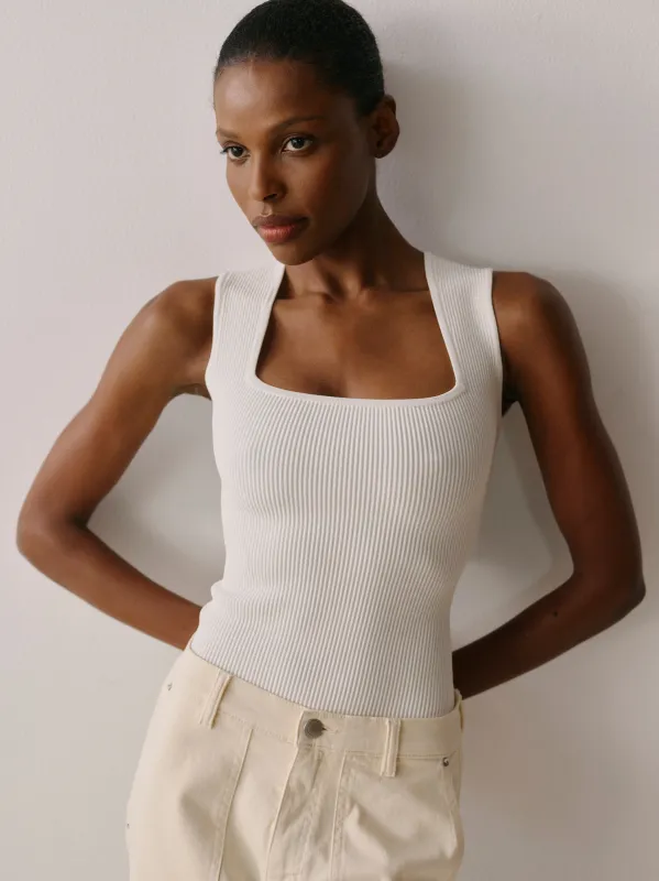 Square Neck Top Instasculpt™ Rib | White made by DL1961