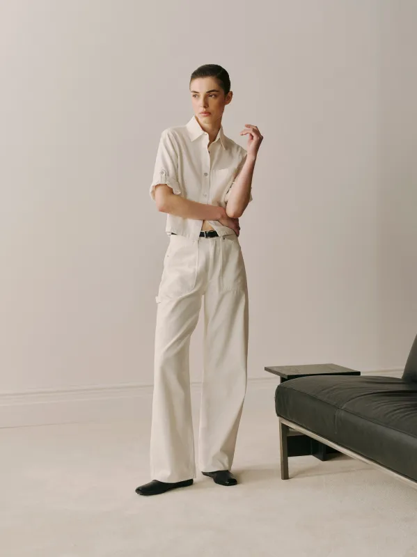 Taylor Relaxed Barrel High Rise 31" Pants | White made by DL1961