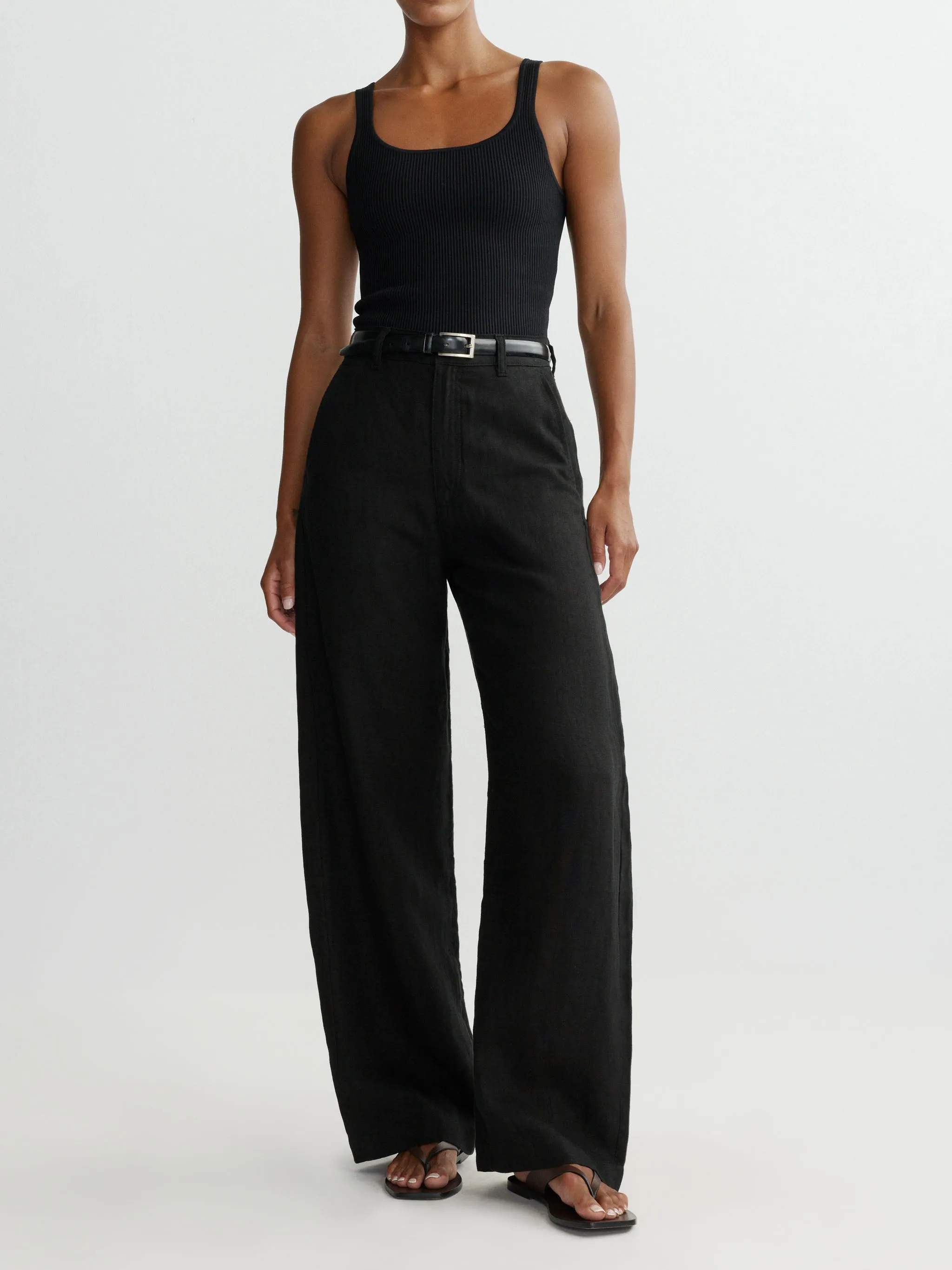 Taylor Relaxed Barrel High Rise 31" Pants | Black Linen sold by DL1961