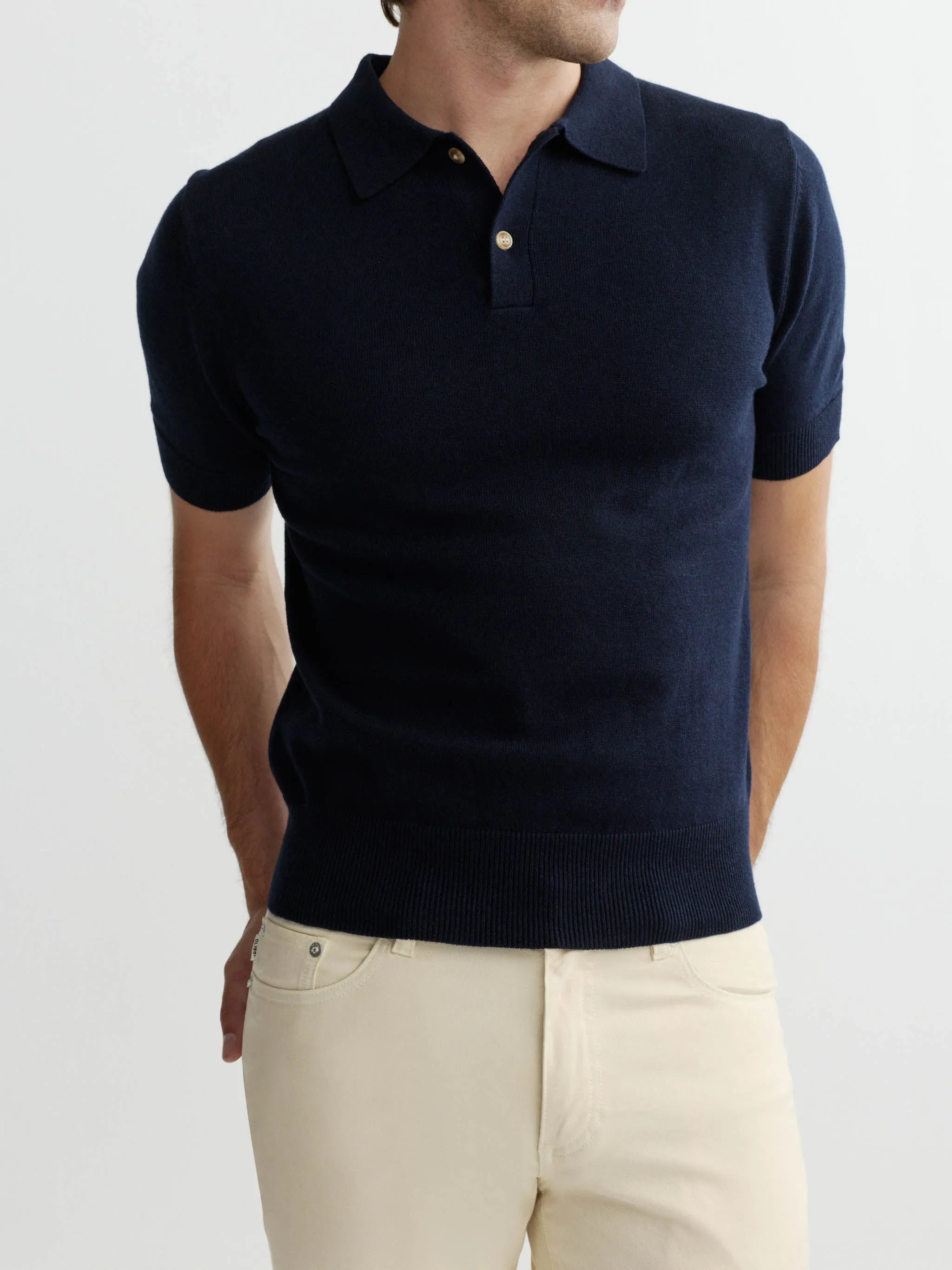Knit Polo Short Sleeve | Navy sold by DL1961 product image thumbnail 5