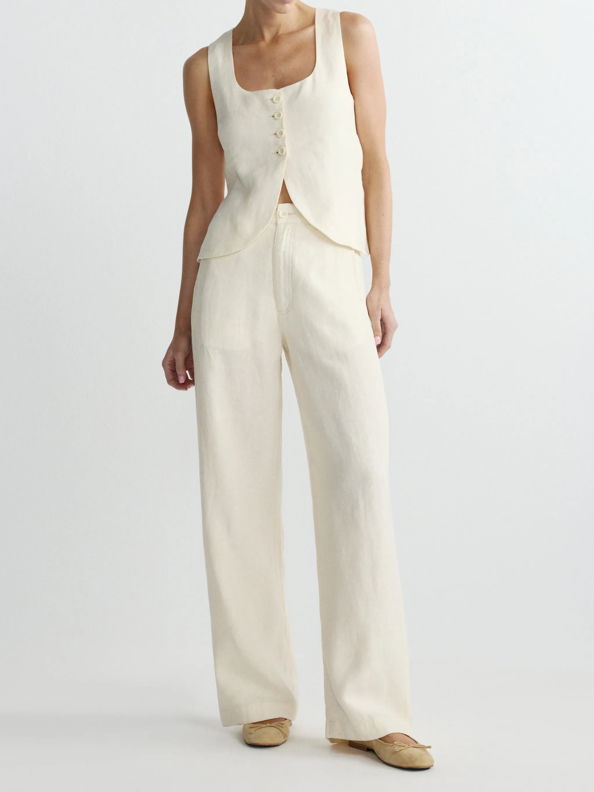 Mona Vest | Crema Linen sold by DL1961 product image thumbnail 4