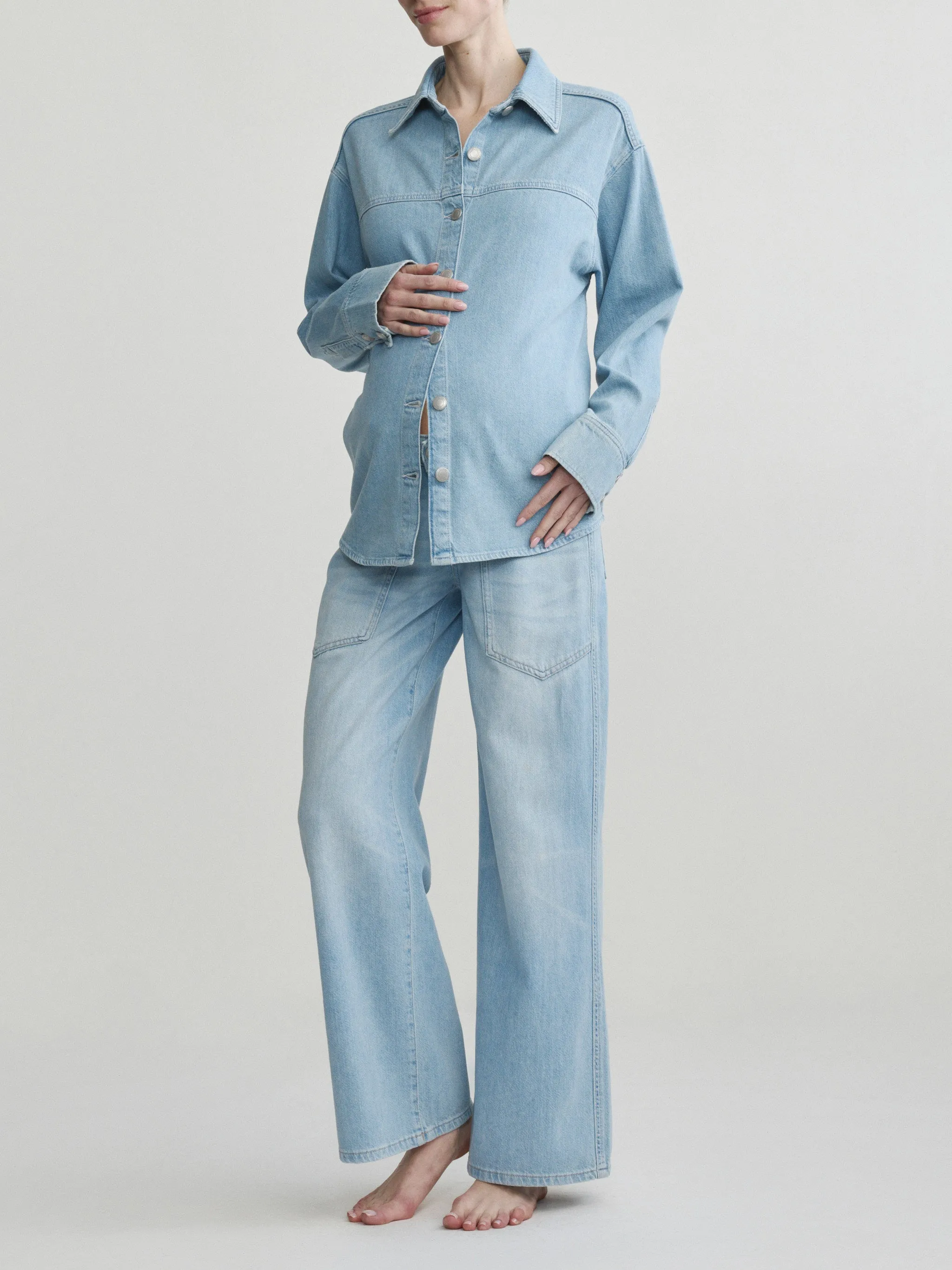 DL1961 x Bumpsuit Hepburn Wide Leg Maternity 30" | Beachfront Aura sold by DL1961