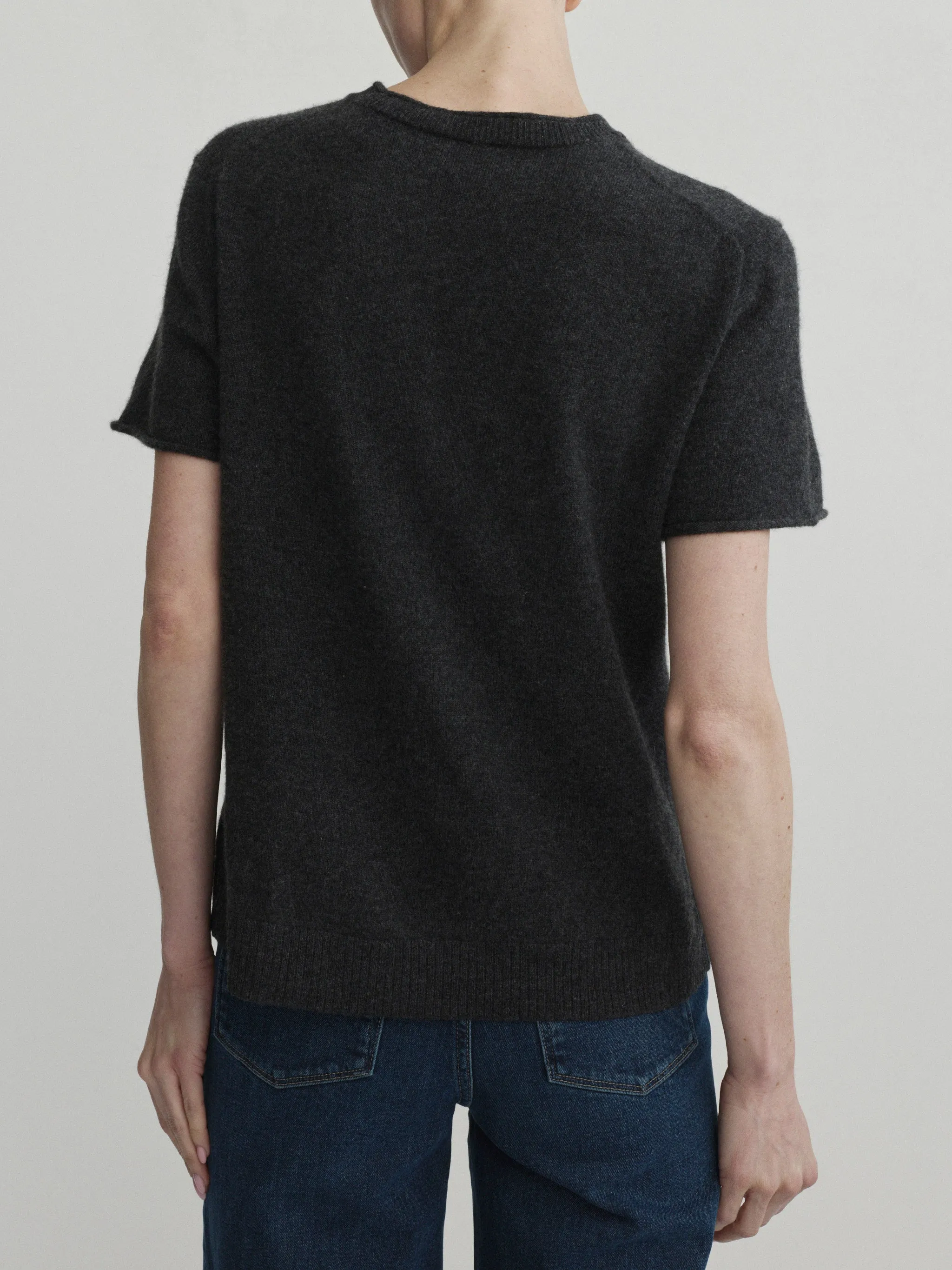 Cashmere Knit Tee | Charcoal sold by DL1961 product image thumbnail 2