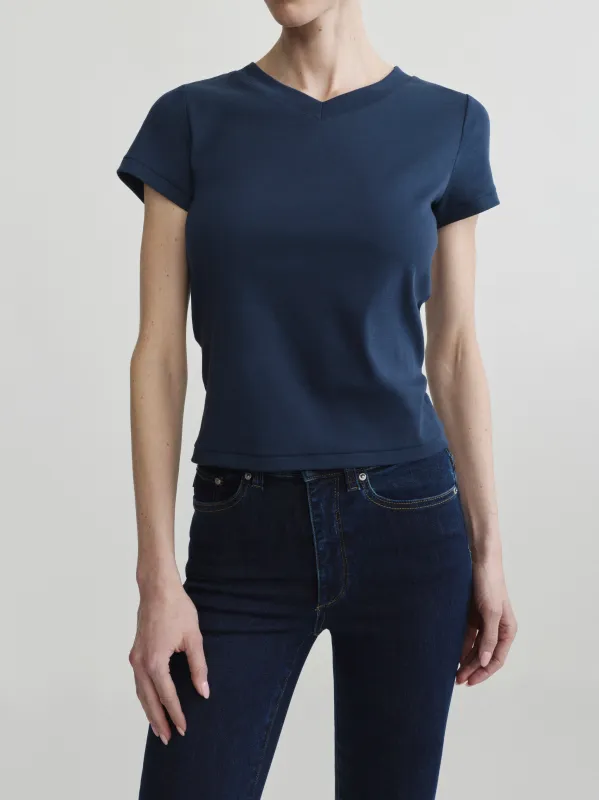 Shrunken V-Neck Tee | Navy made by DL1961