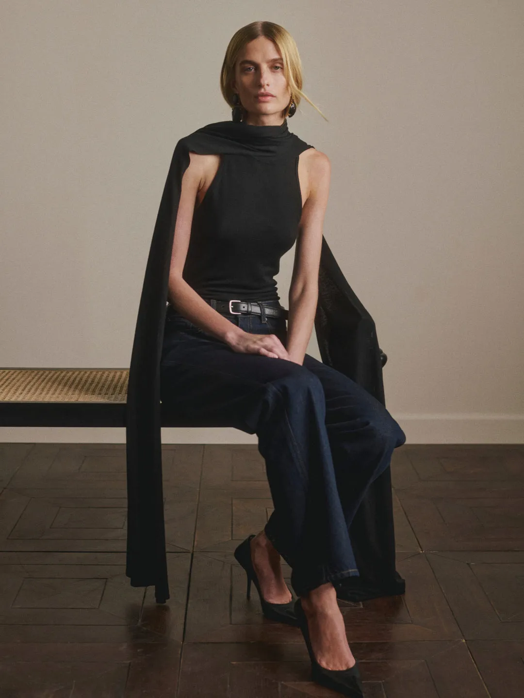 Scarf Tie Top | Black sold by DL1961 product image thumbnail 5