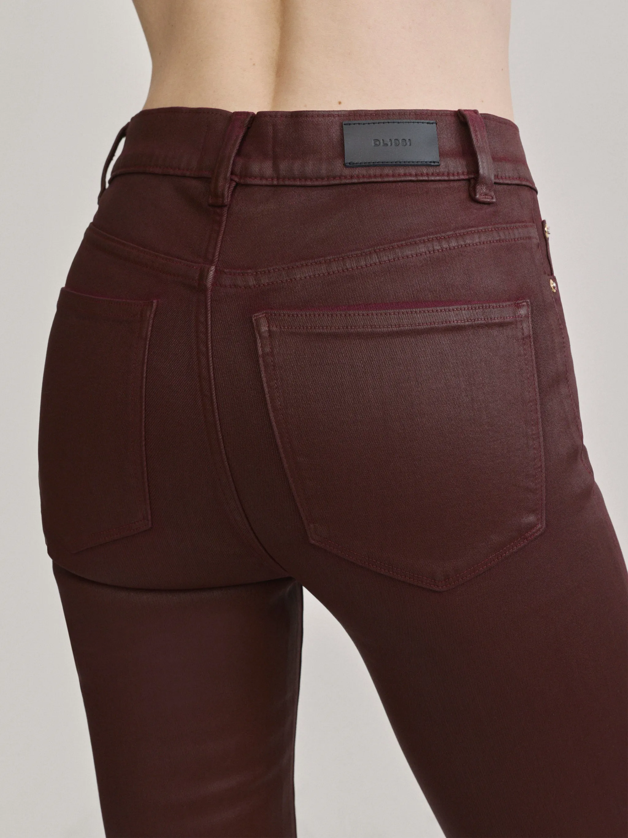 Bridget Bootcut High Rise Instasculpt™ 33" Jeans | Vin Rouge Coated sold by DL1961 product image thumbnail 5