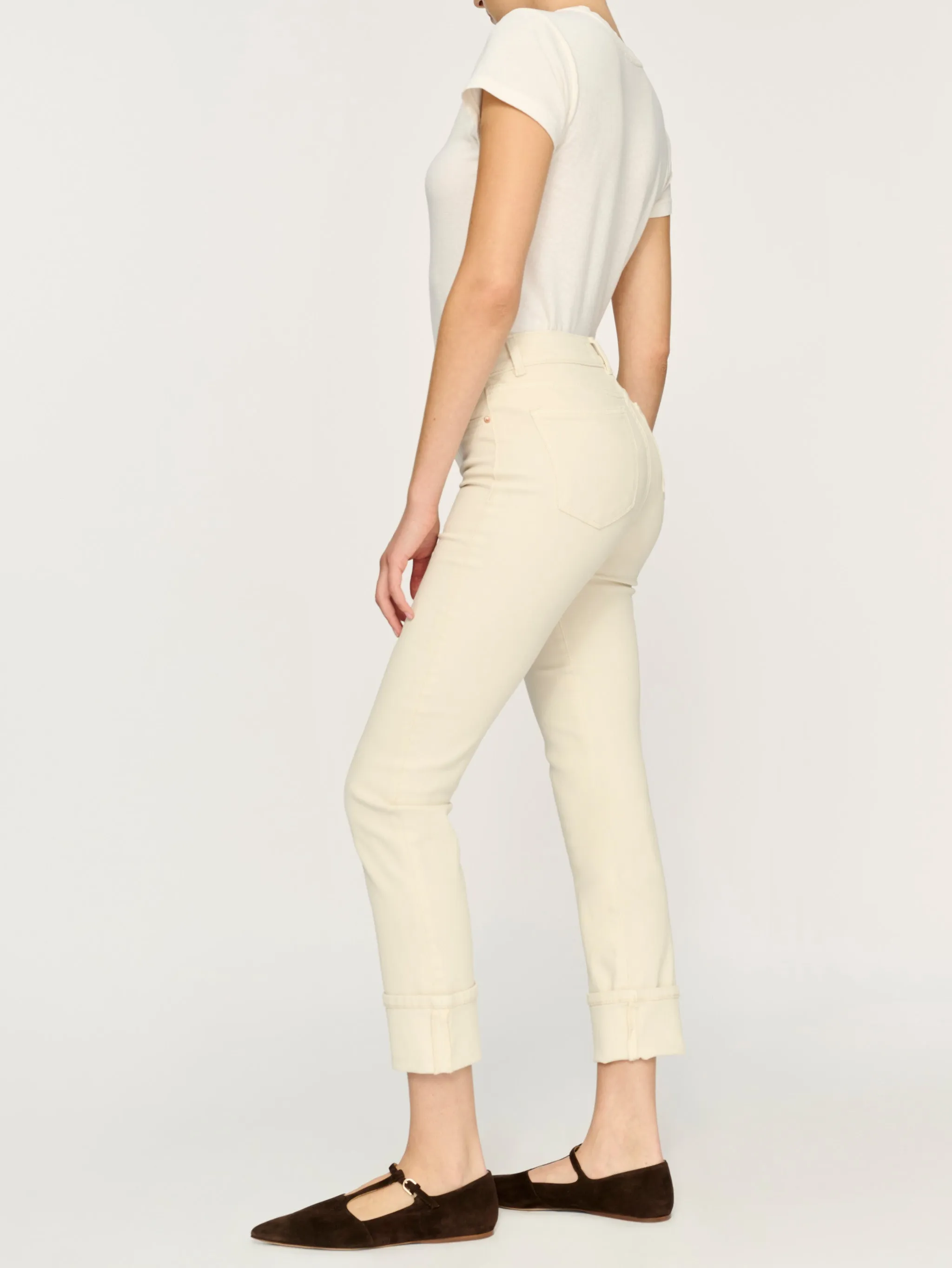 Mara Straight Mid Rise Instasculpt 27" Jeans | Flax Cuffed sold by DL1961 product image thumbnail 3