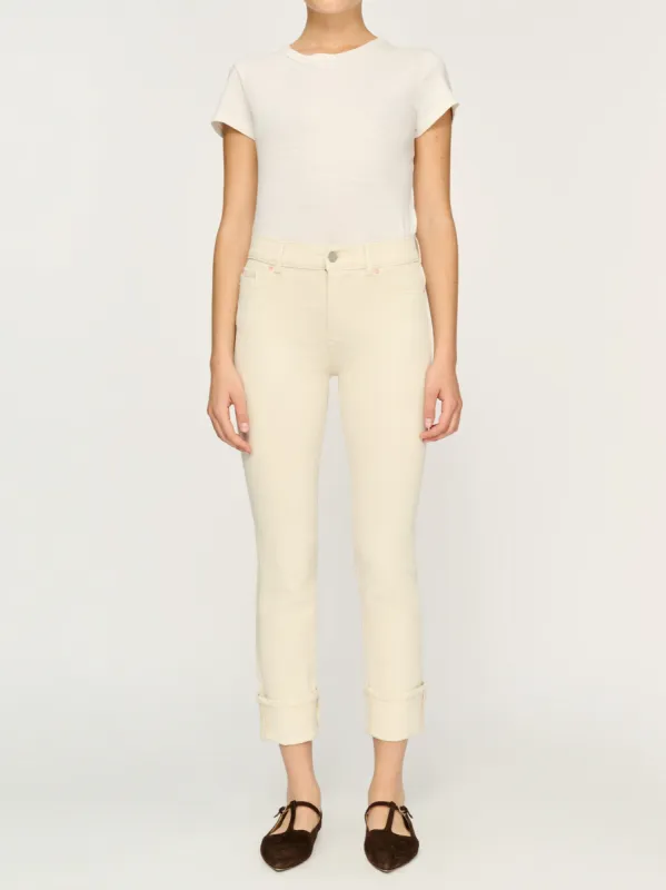 Mara Straight Mid Rise Instasculpt 27" Jeans | Flax Cuffed sold by DL1961