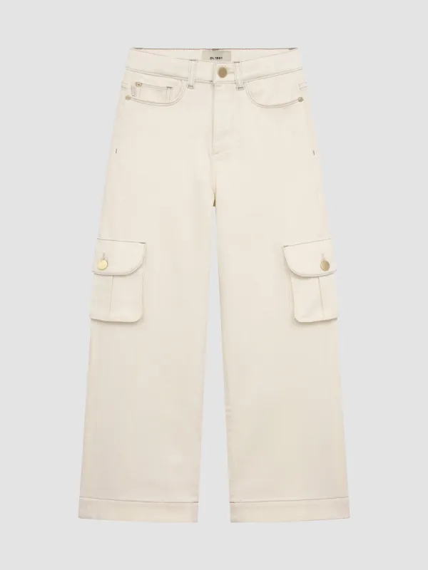 Lily Wide Leg Jeans | Eggshell Cargo sold by DL1961