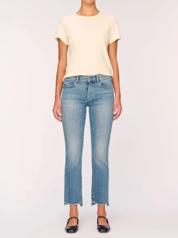 Mara Straight Mid Rise Instasculpt Ankle Jeans | Blue Current sold by DL1961