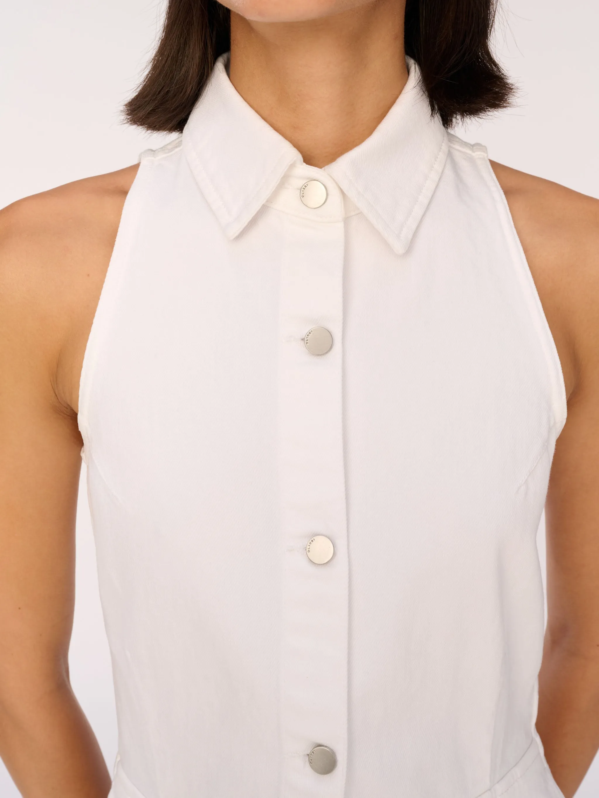 Daphne Denim Dress Midi | White sold by DL1961 product image thumbnail 5