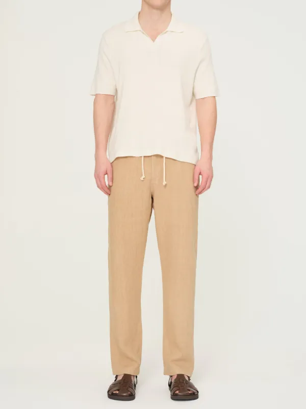 Lukas Slim Straight Trouser | Khaki Linen sold by DL1961