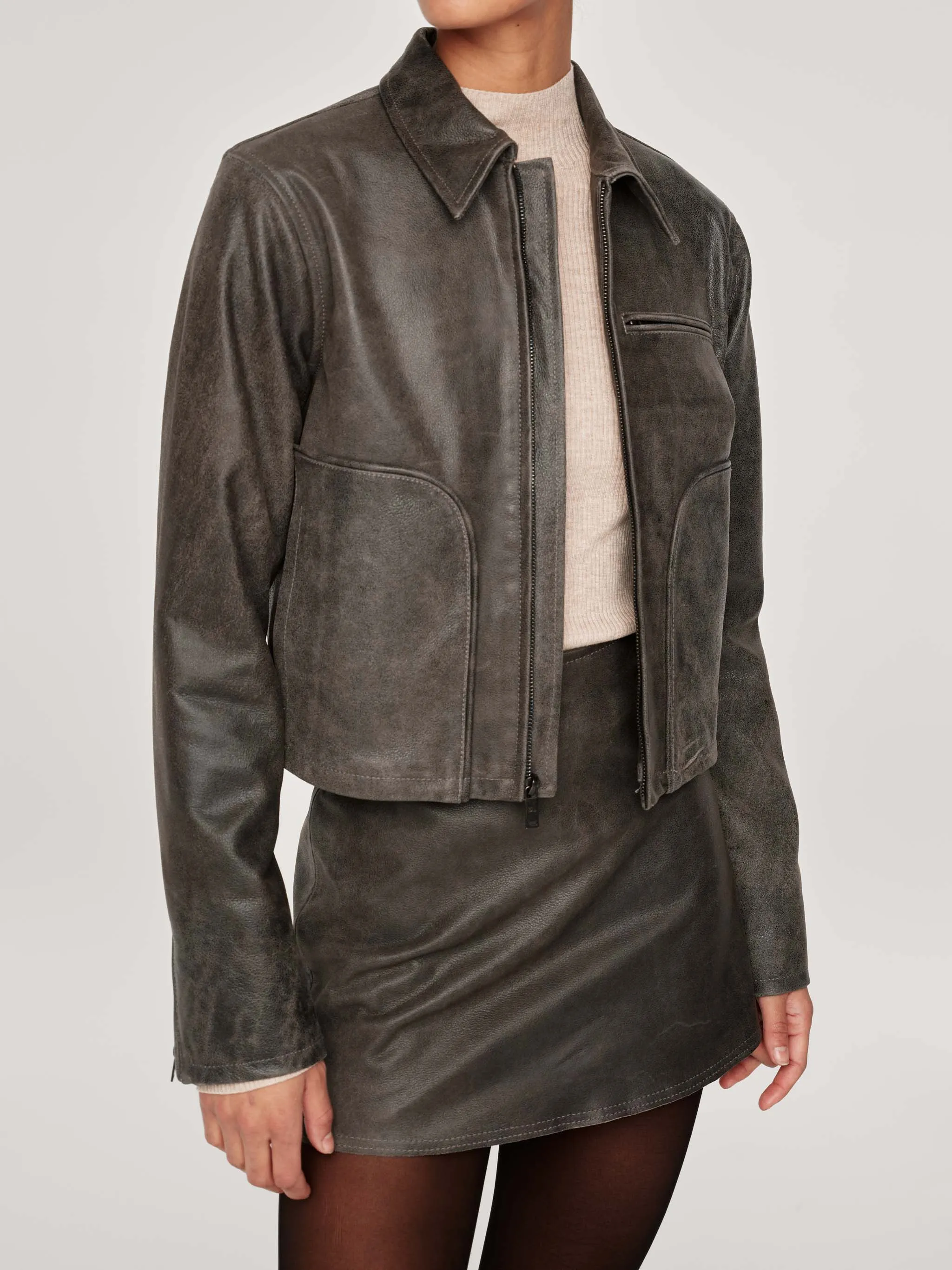 Vika Jacket Moto | Distressed Leather sold by DL1961