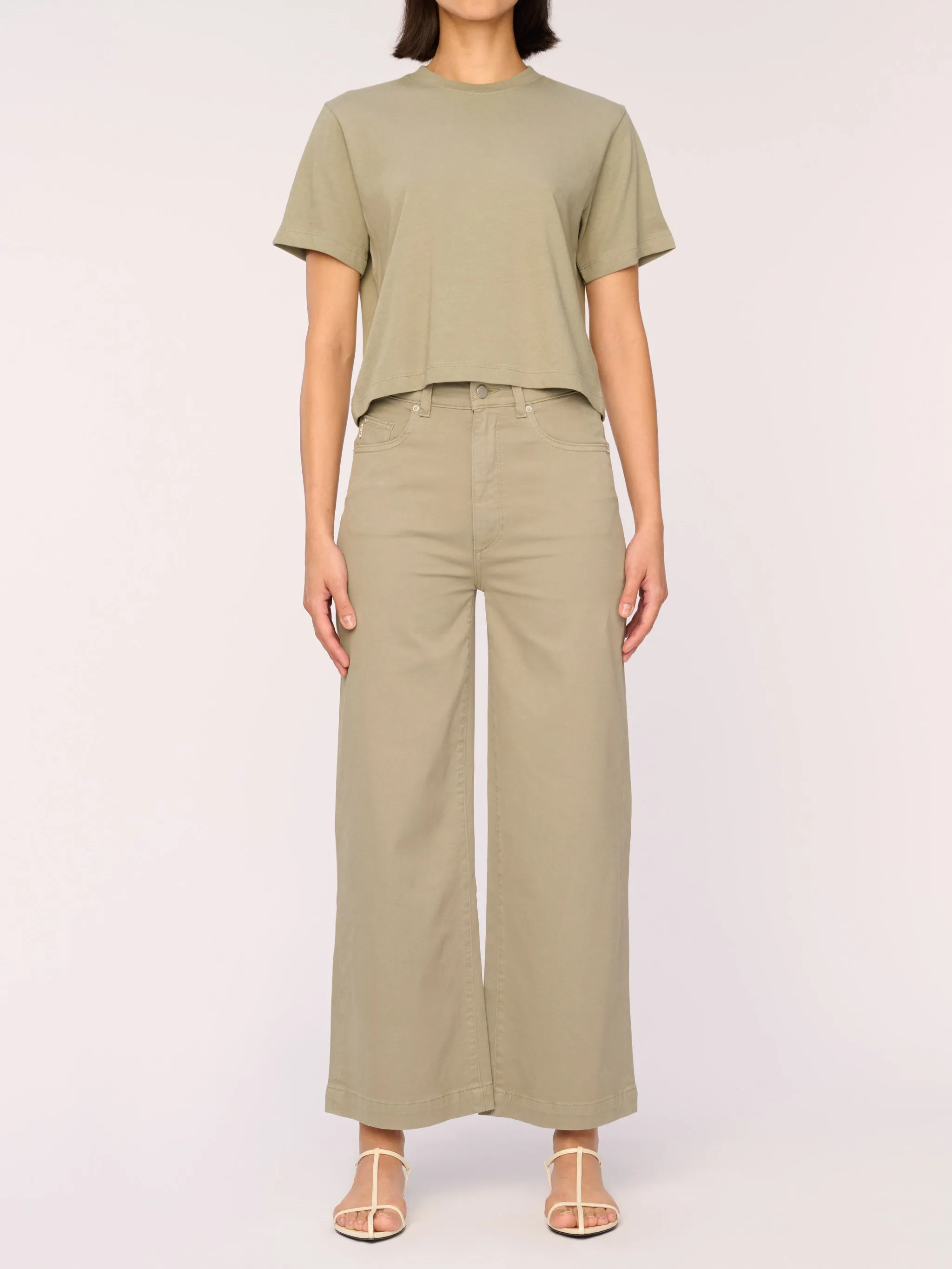 Hepburn Wide Leg High Rise 27" Jeans | Alpine Green sold by DL1961