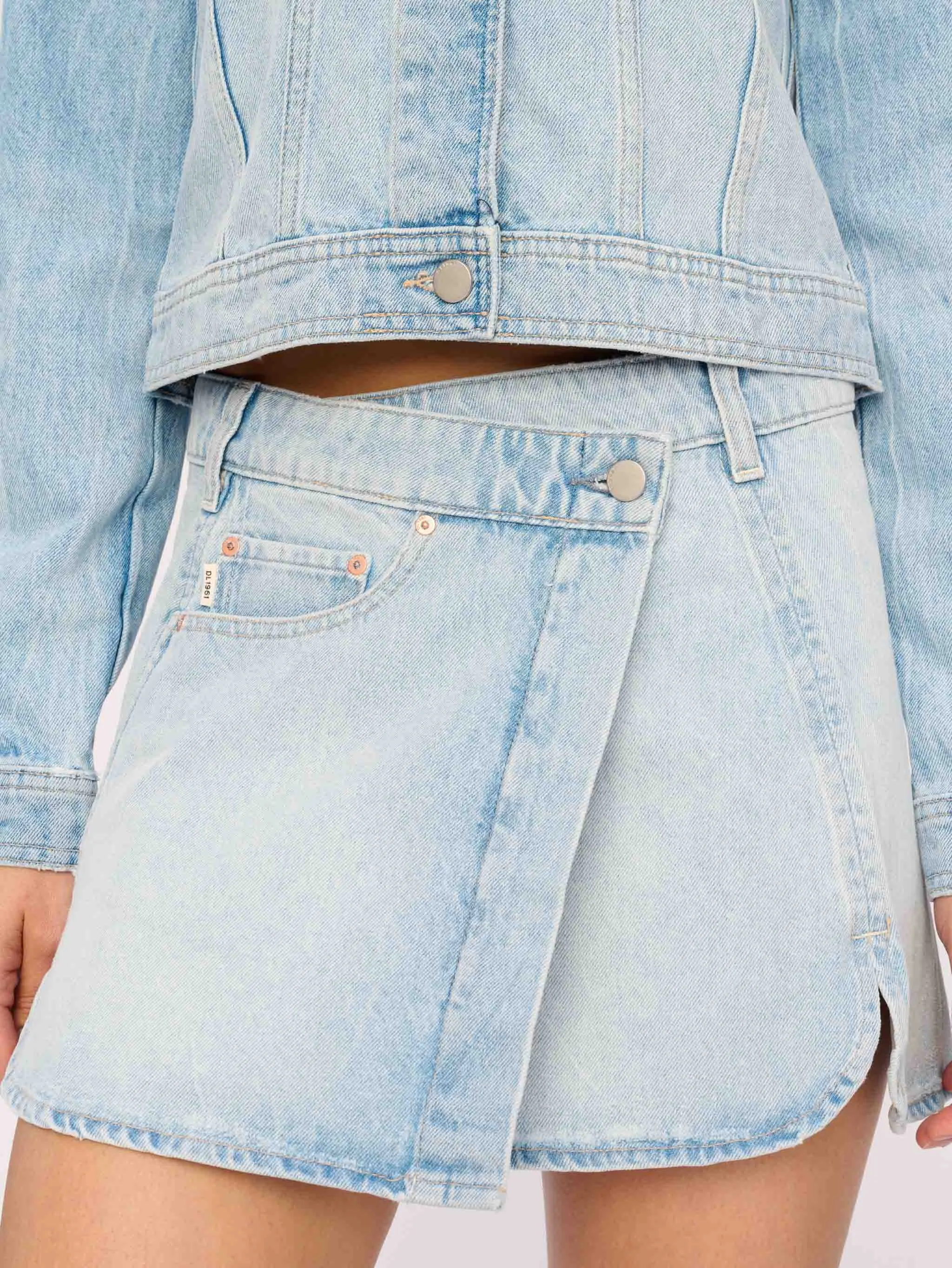Andi Denim Wrap Skirt Mini | Lt. Fountain sold by DL1961