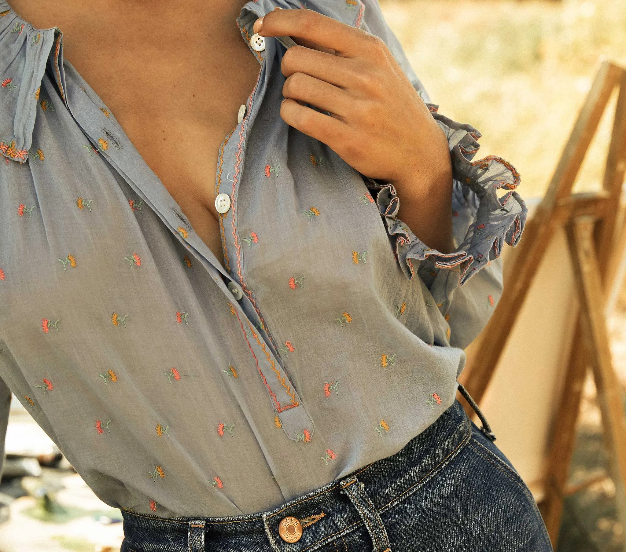 HMD -- ETHEL TOP -- CIEL CARNATION EMBROIDERY sold by Doen product image thumbnail 2