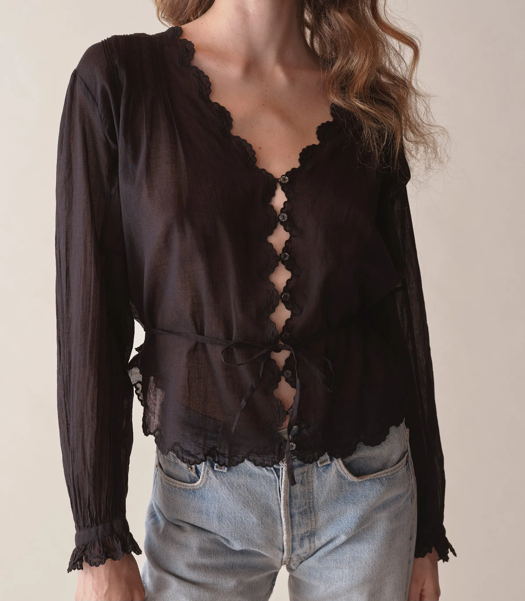 ELAYNE TOP -- BLACK sold by Doen