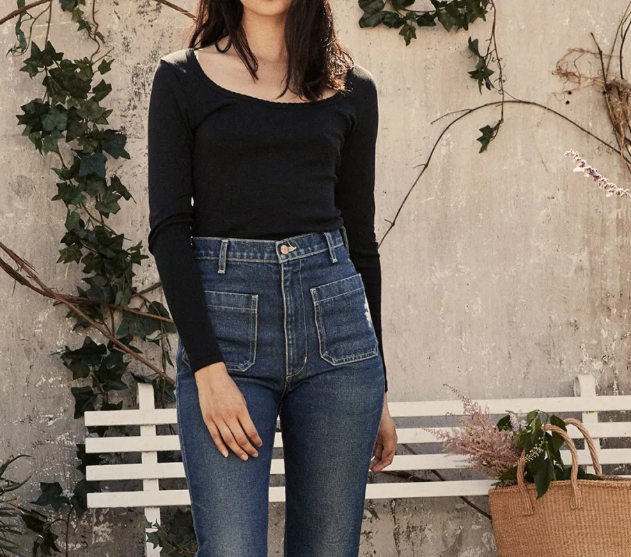 HMD -- ROMY TEE -- BLACK sold by Doen