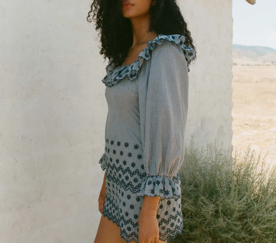 HMD -- FRANIQUE DRESS -- AZURE PARIS GINGHAM sold by Doen