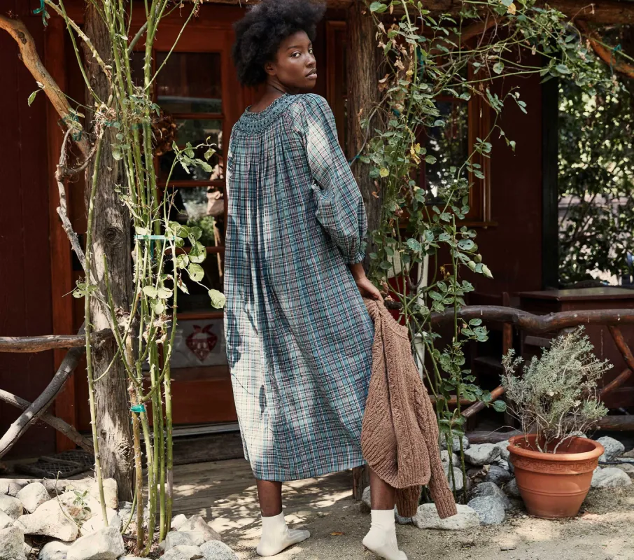 HMD -- ORCHID NIGHTGOWN -- POND PROMENADE PLAID sold by Doen