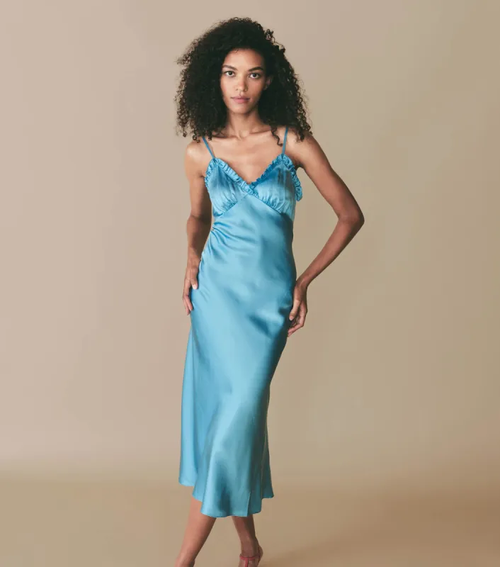 SANDIA DRESS -- BLUE TOPAZ sold by Doen