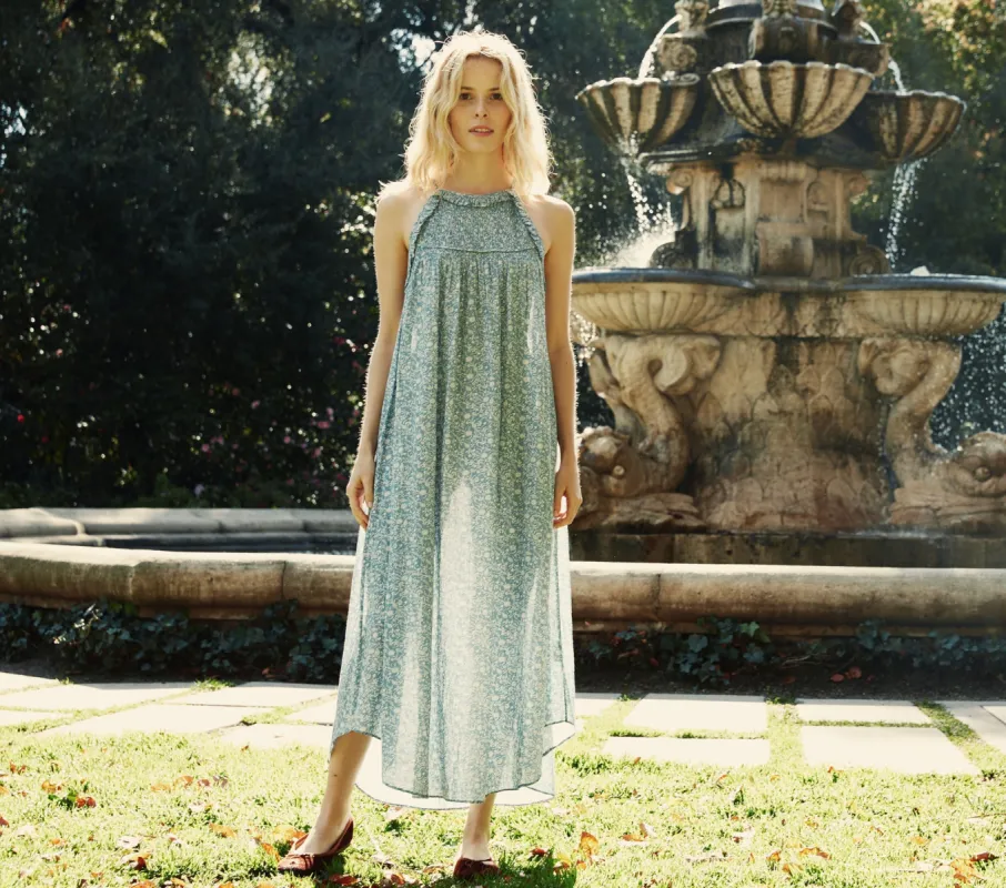 HMD -- PIERRE DRESS -- CHINA BLUE MINI EARL FLORAL sold by Doen