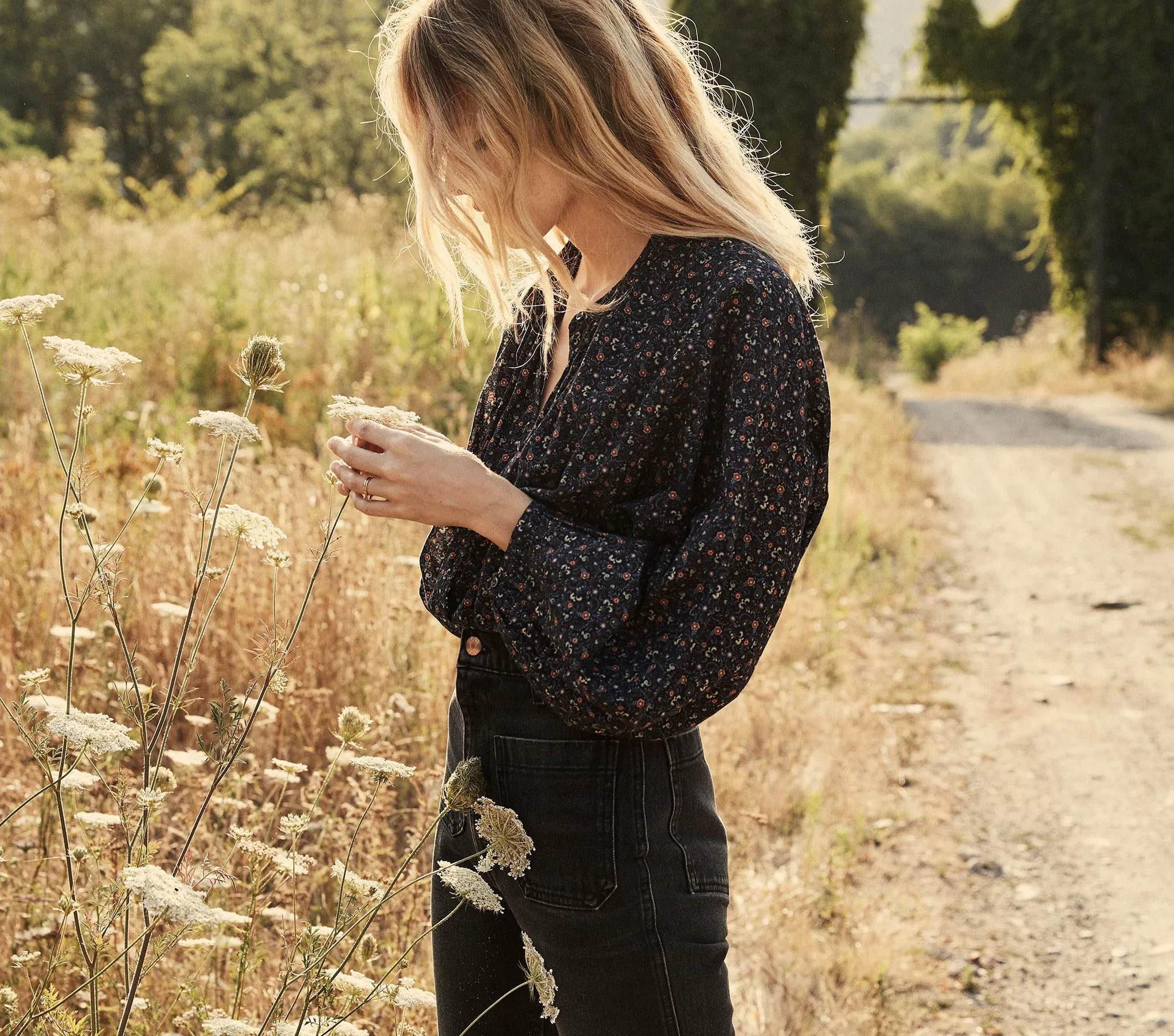 HMD -- THE JANE BLOUSE -- BLACK MARFA PAISLEY sold by Doen product image thumbnail 2
