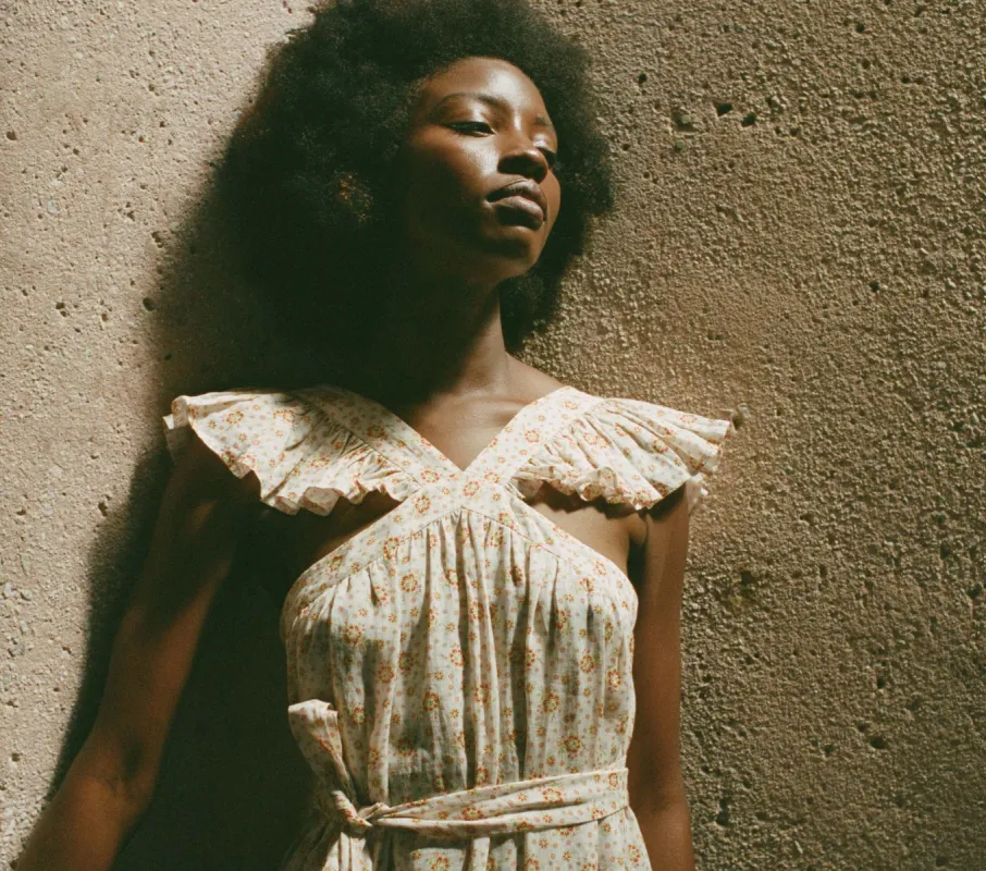 HMD -- NISHA DRESS -- ALABASTER COUNTRYSIDE CALICO sold by Doen