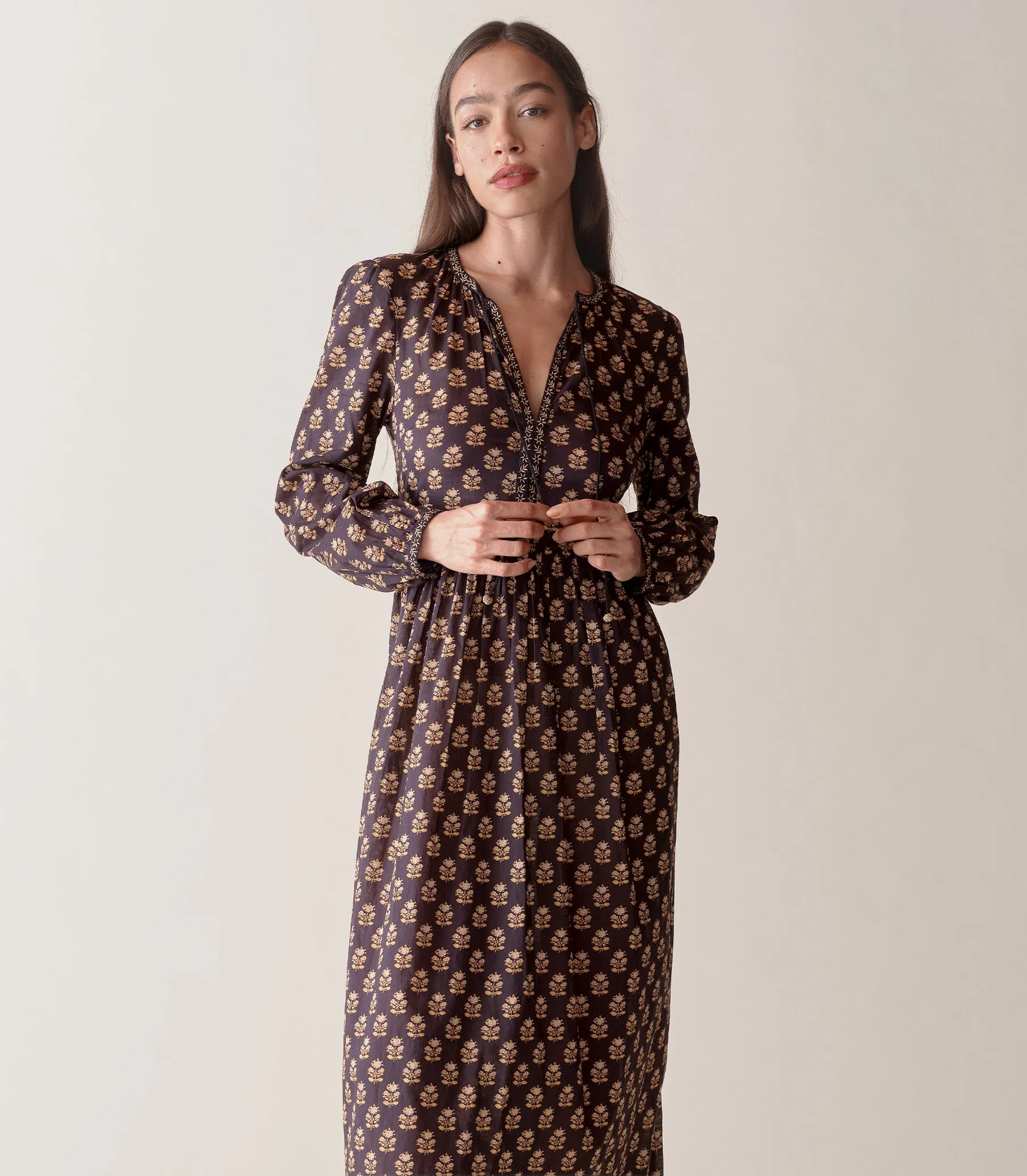 RHIANNON DRESS -- NOIR MEADOWSWEET FLORAL sold by Doen product image thumbnail 3