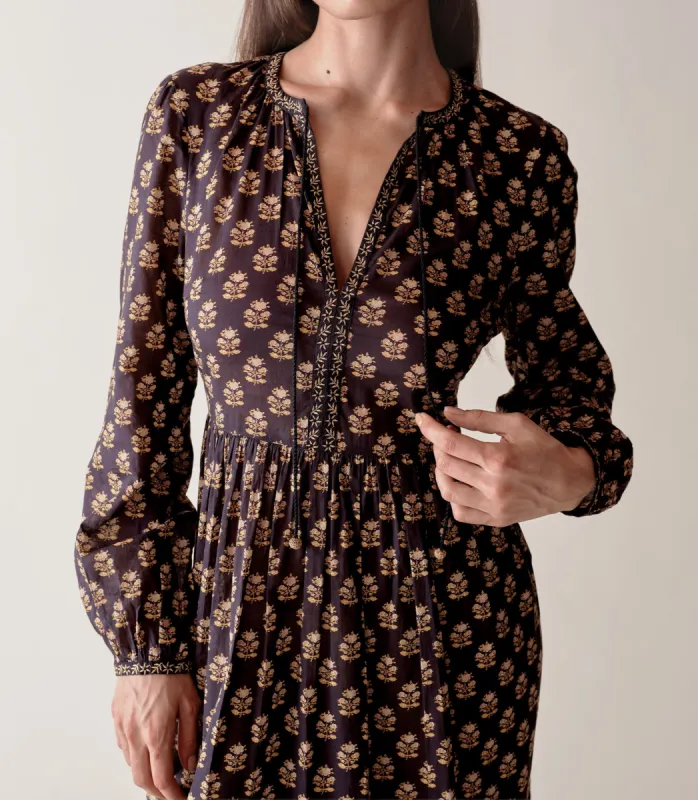 RHIANNON DRESS -- NOIR MEADOWSWEET FLORAL sold by Doen