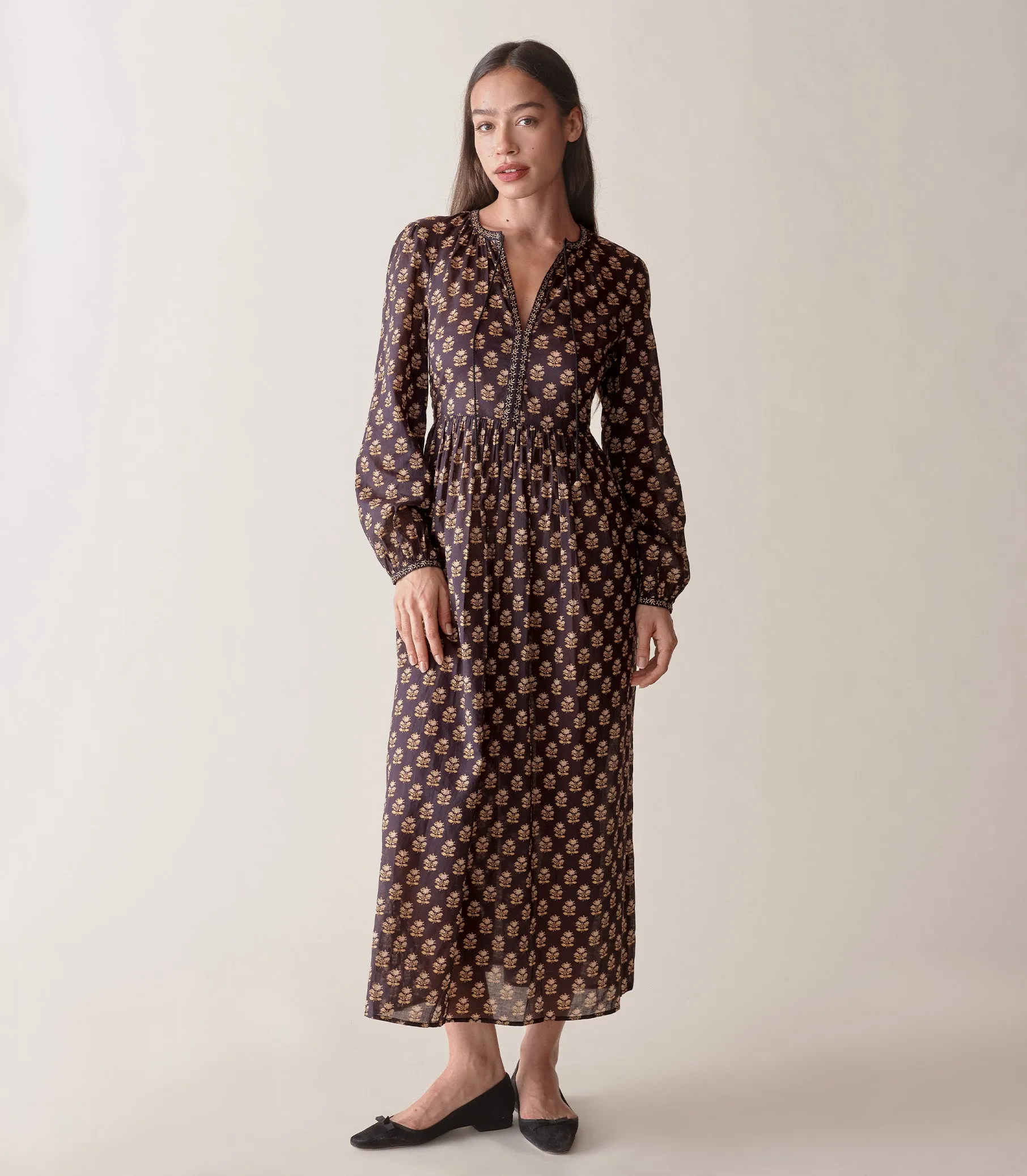 RHIANNON DRESS -- NOIR MEADOWSWEET FLORAL sold by Doen product image thumbnail 2