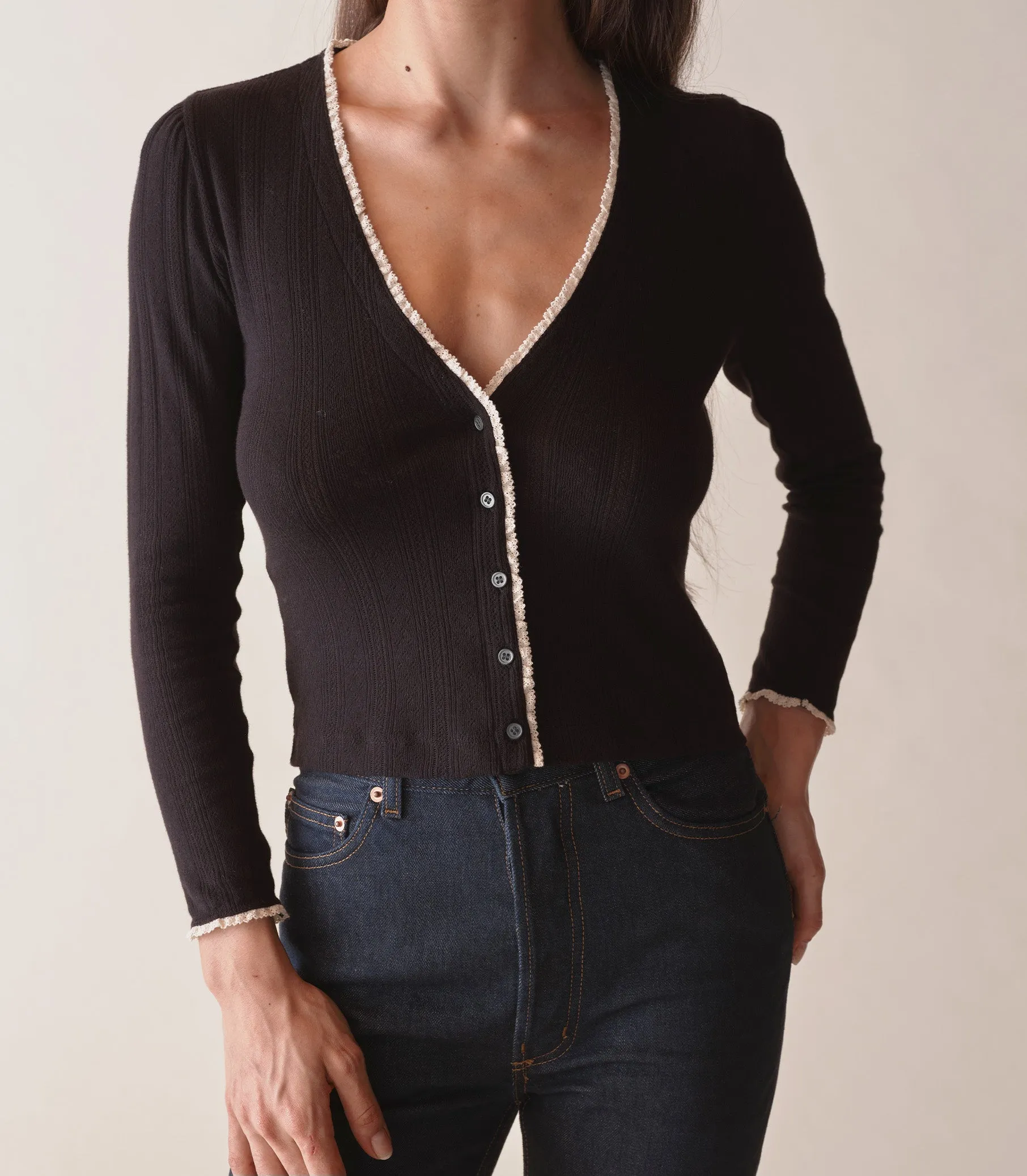 PRESLEY CARDIGAN -- BLACK sold by Doen